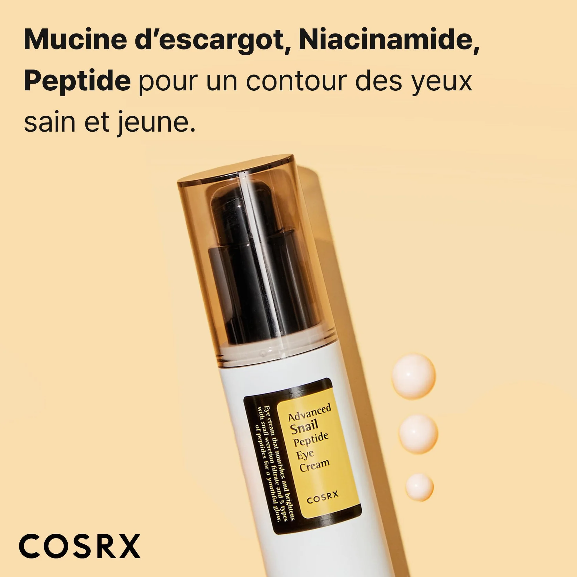 COSRX Snail Peptide Eye Cream 73.7% Snail Mucin Niacinamide - Brightening Korean Night Cream for Fine Lines Dark Circles