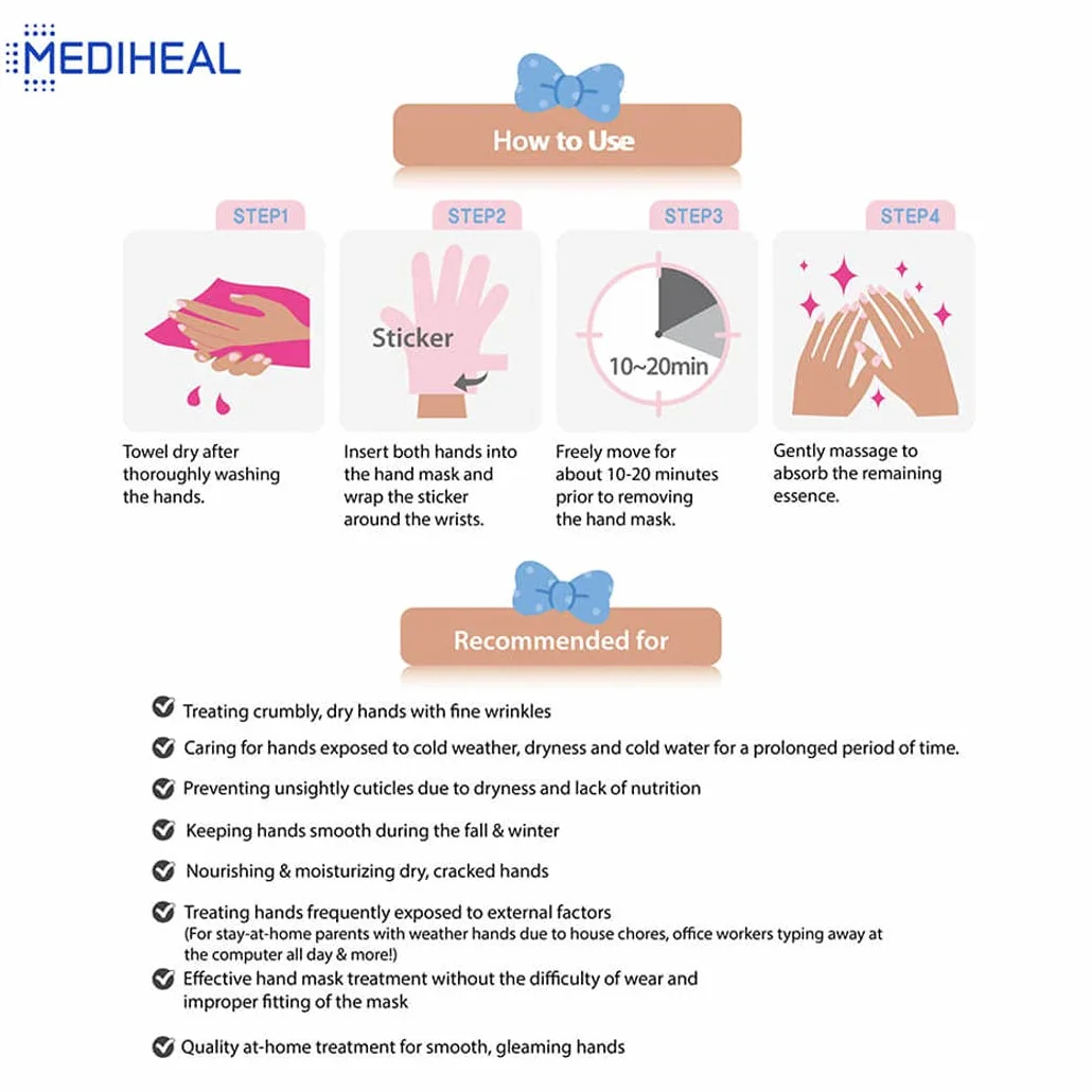 Mediheal Theraffin Masque pour les mains 10 paires, gant exfoliant au beurre de karité, huile d'argan et céramide