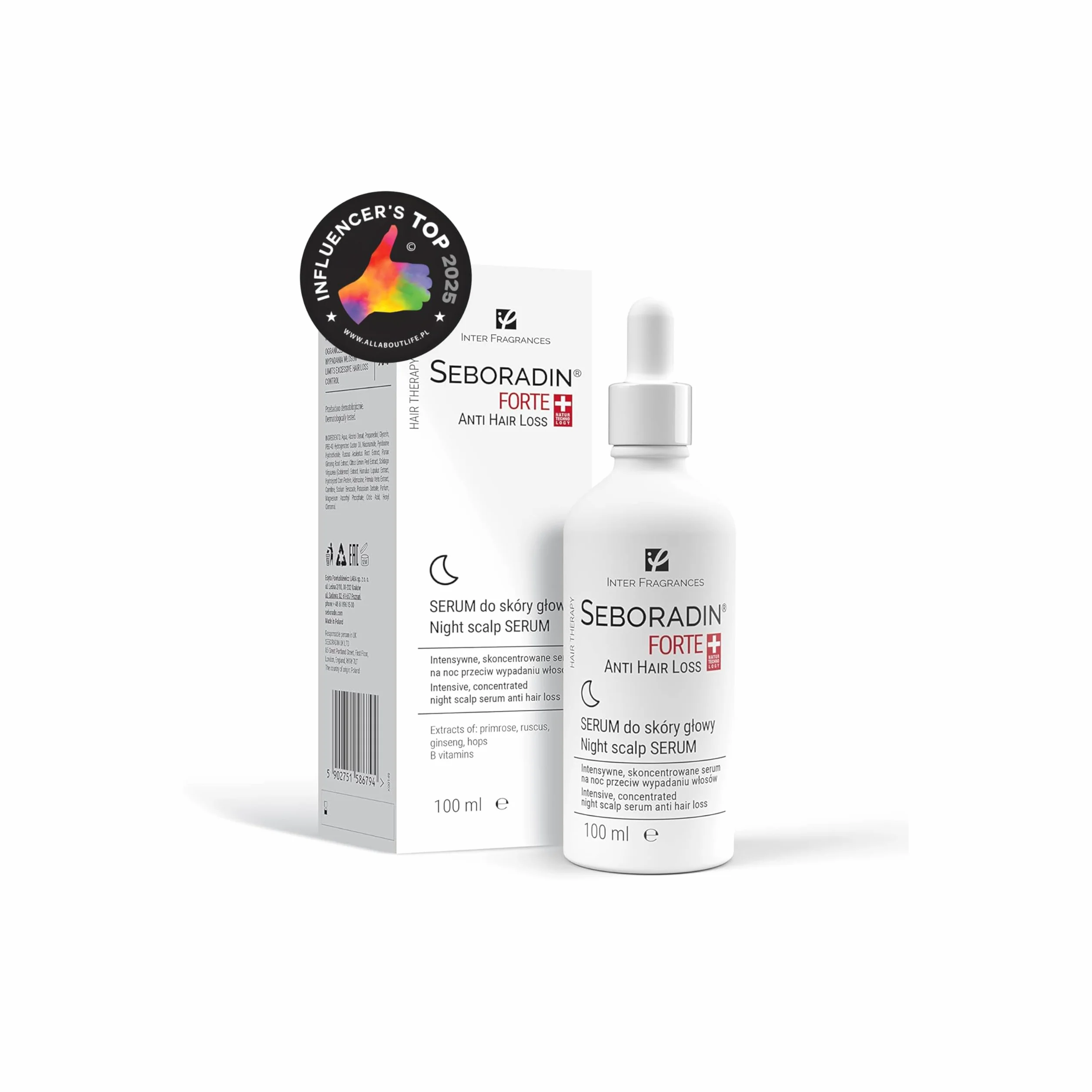 SEBORADIN FORTE Sérum de Nuit Croissance Cheveux Anti-Chute Hommes Femmes Vitamines Extraits Naturels 100ml
