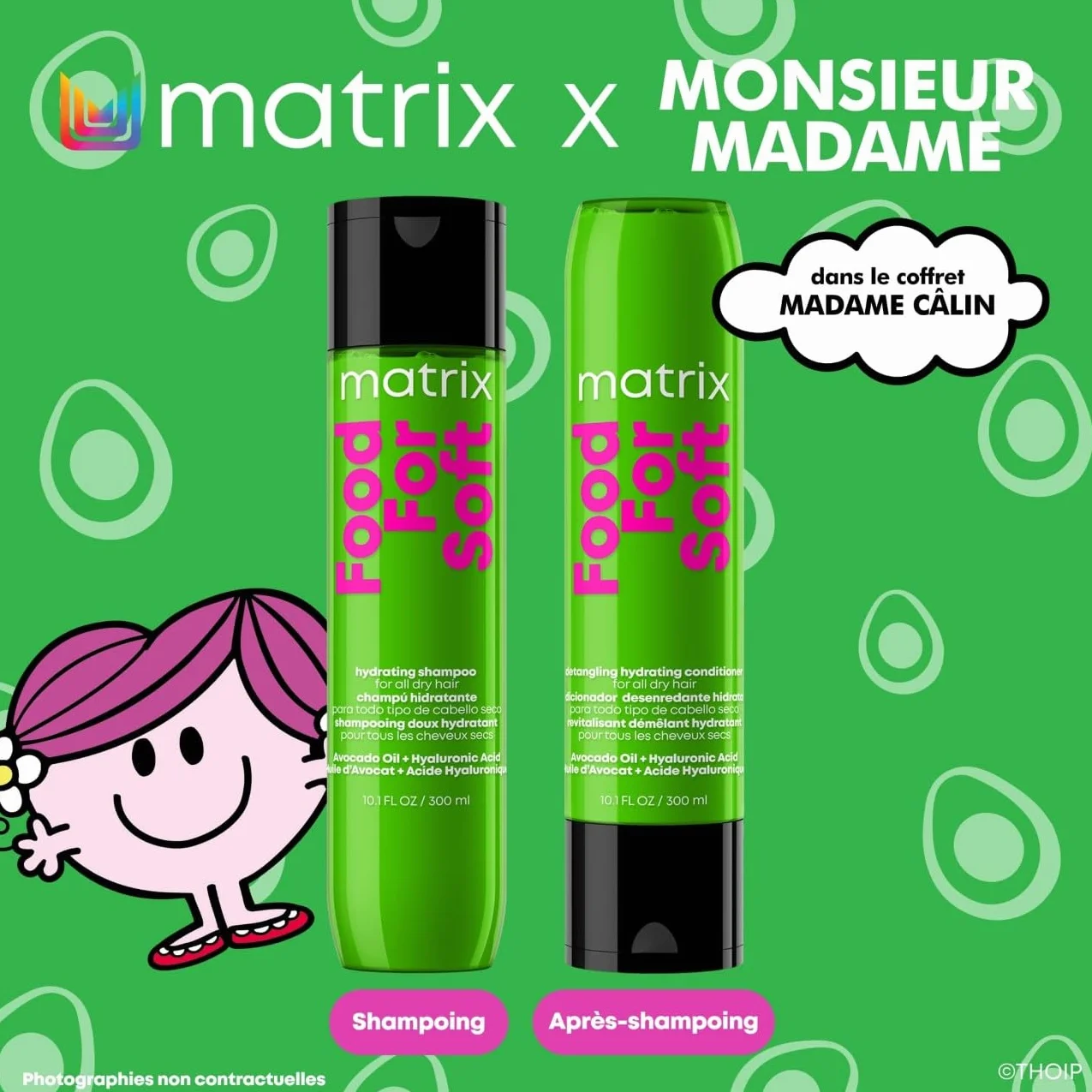 Matrix, Coffret Duo Madame Câlin, Hydratation, Nutrition et Douceur, Cheveux Secs à Très Secs, Acide Hyaluronique et Huile d'Avocat, Food For Soft x Monsieur Madame