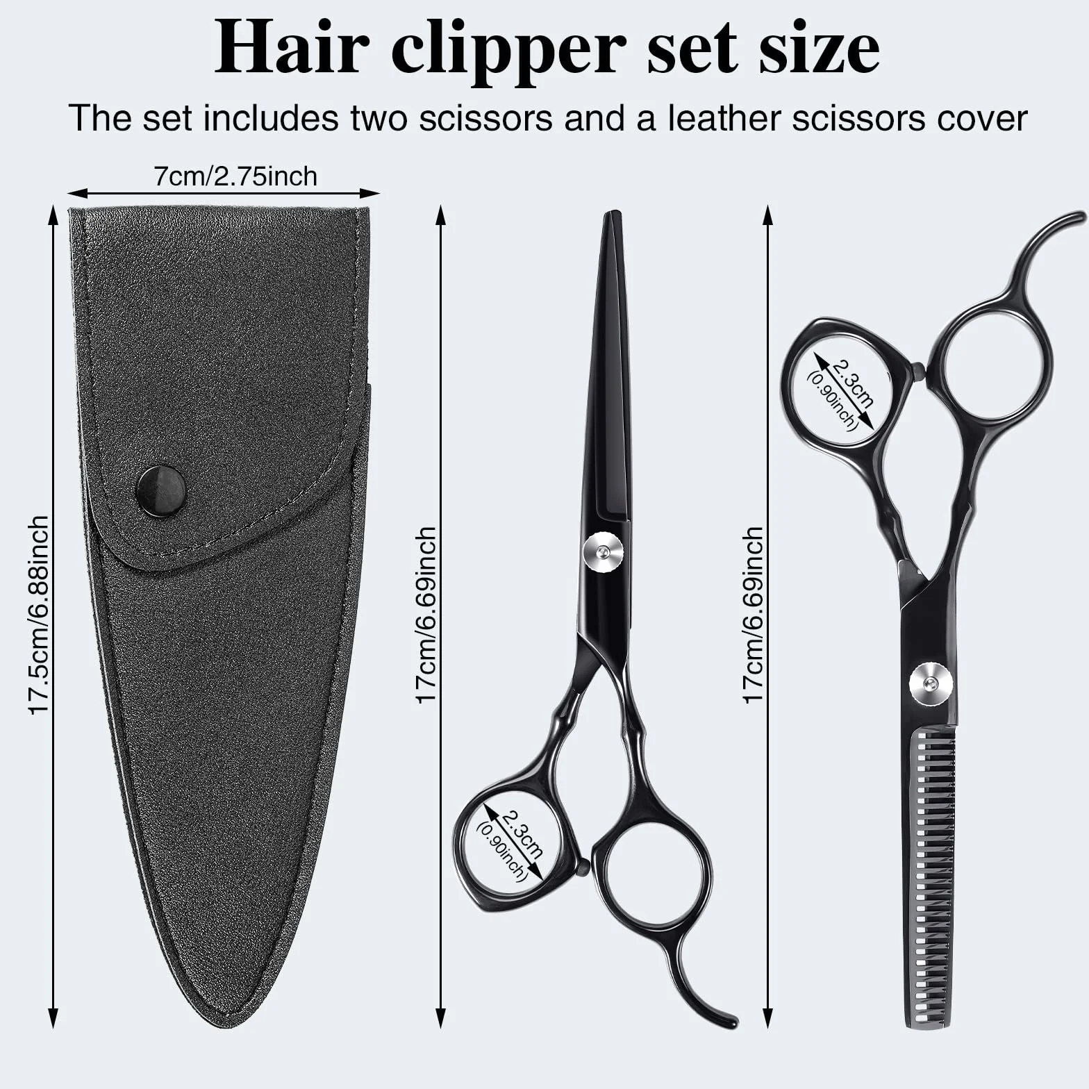 Ciseaux Coiffure 3Pcs Kit Coupe Cheveux Professionnel Effileur 6,7 Pouces