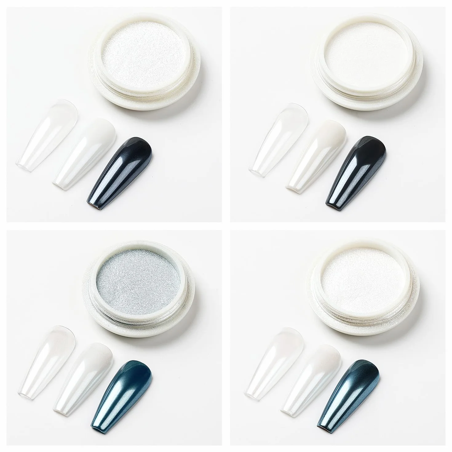 Nicedeco Poudre Chrome Ongle Blanc Lot de 4 Aurora Schimmer Poudre Ongle Effet Perle Glitzerpuder Pigment Nail Art DIY