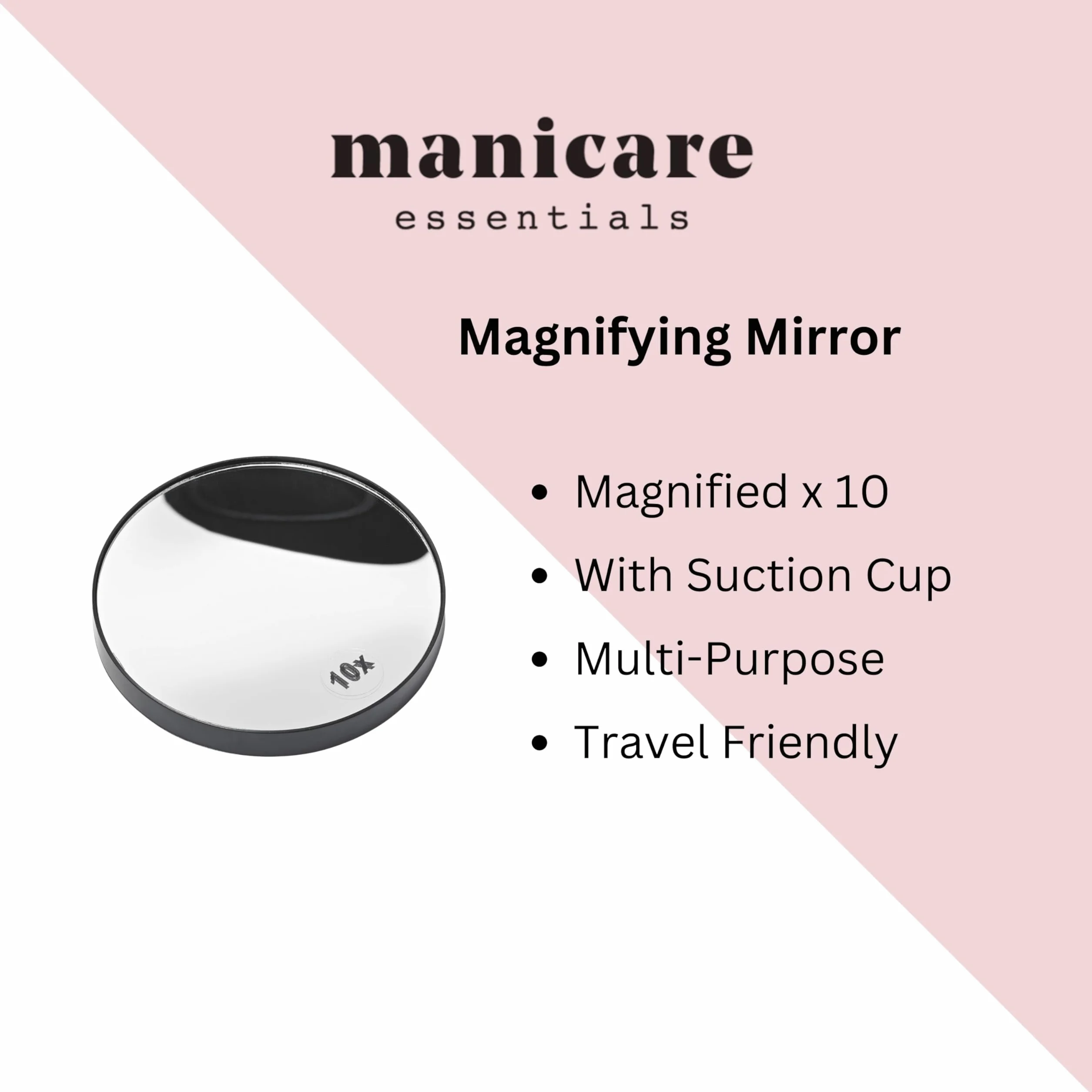 Manicare Miroir grossissant 10x Rond 13 cm avec ventouses pour épilation des sourcils