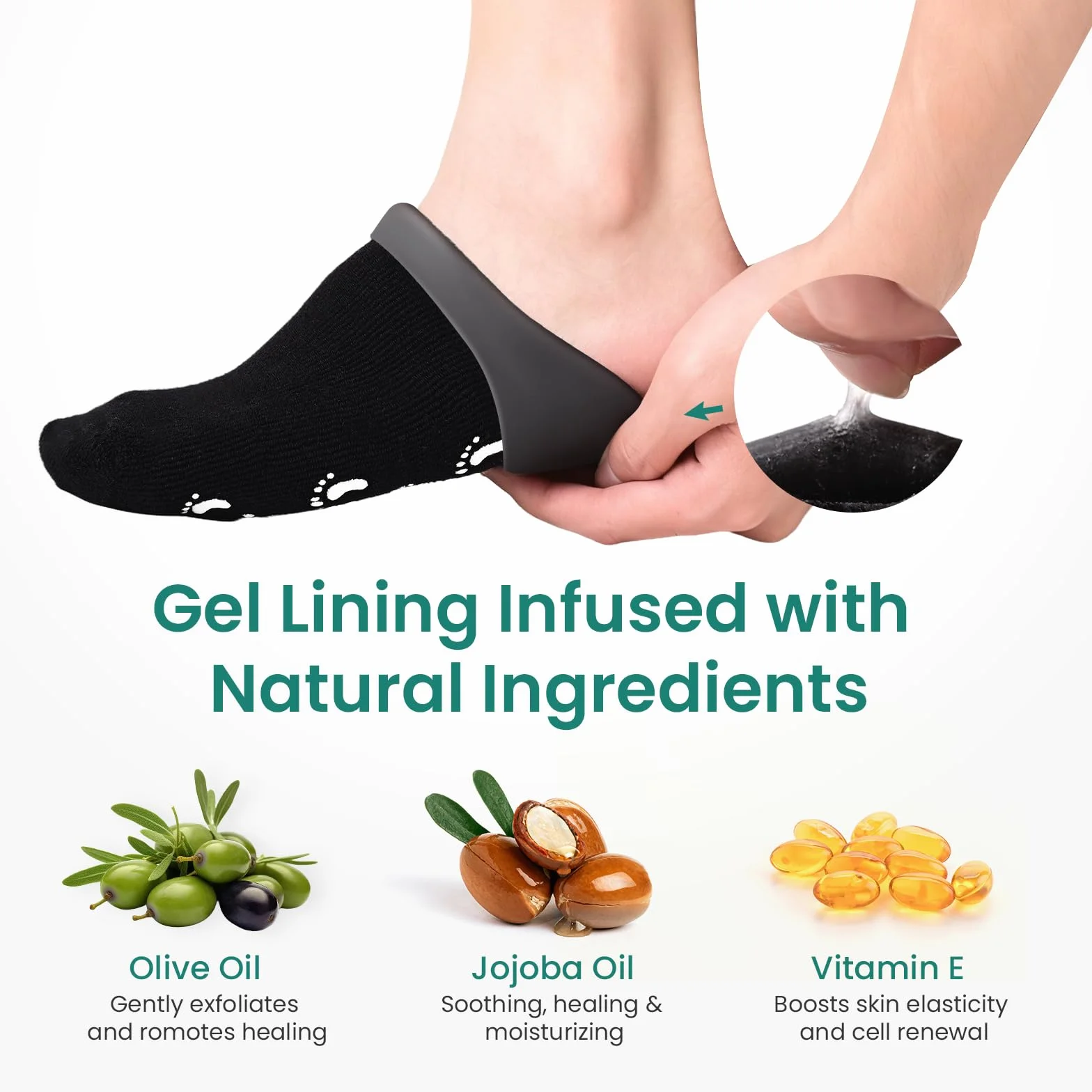 Chaussettes hydratantes en silicone pour homme - Lot de 2 paires, gel aloe vera, soin pieds secs et craquelés