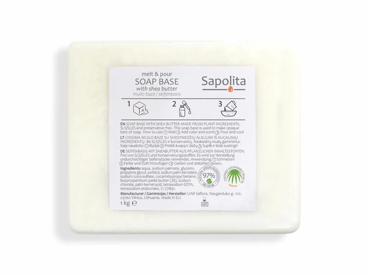Base de savon avec beurre de karité 1 kg pour fabrication de savon à la glycérine sans SLS/SLES
