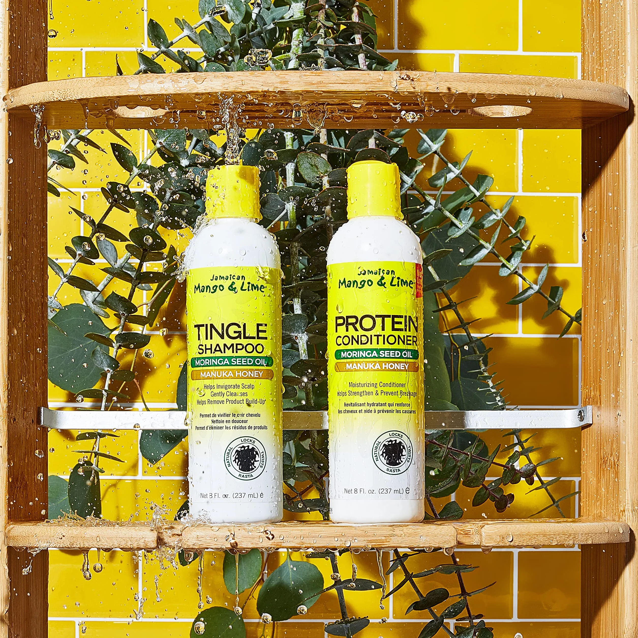 Lot de 2 shampoings et après-shampoing protéinés à la mangue de Jamaïque et au citron vert