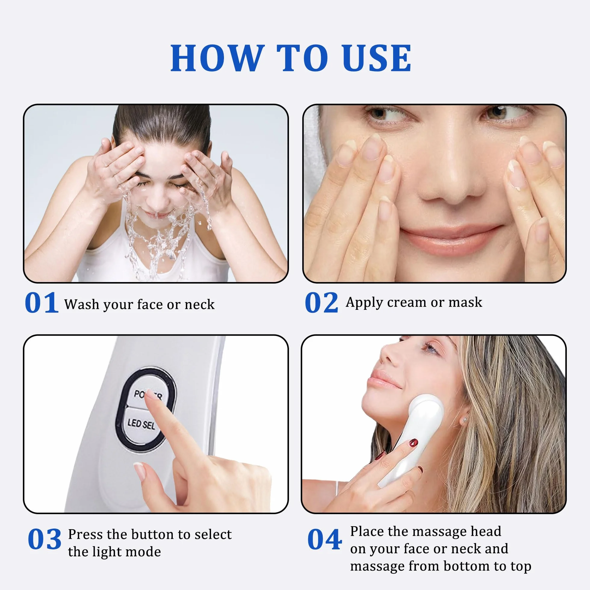 Appareil Massage Visage Anti Rides,6 en 1 LED Appareil de Beauté,Masseur Facial Double Menton de Beauté Electrique avec Lifting EMS Massage,Améliorer, Resserrer et Lisser La Peau