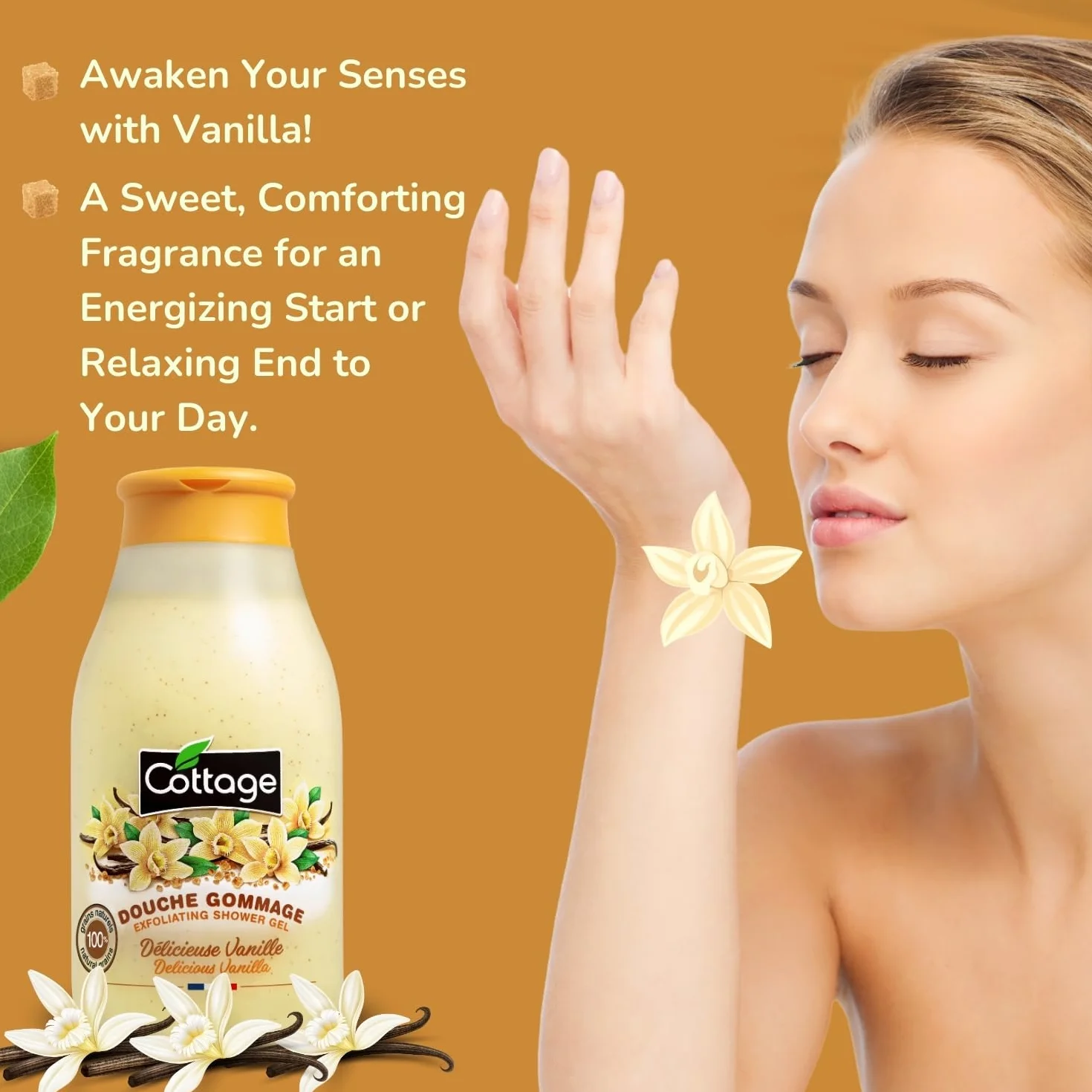 Cottage Douche Gommage Délicieuse Vanille Grains Exfoliants 100% Naturels, 1 Unité