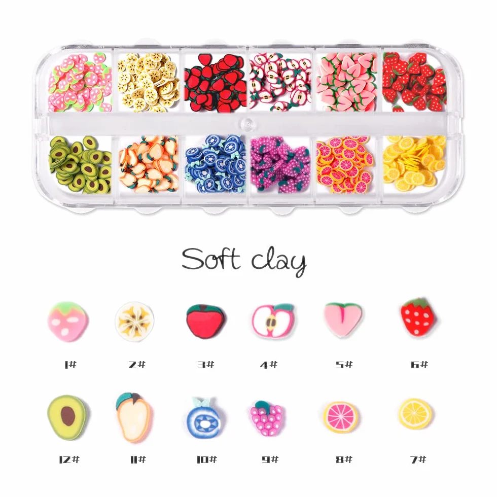Nail Art 3D Fruit Polymère Tranches Autocollants DIY Décoration Ongle