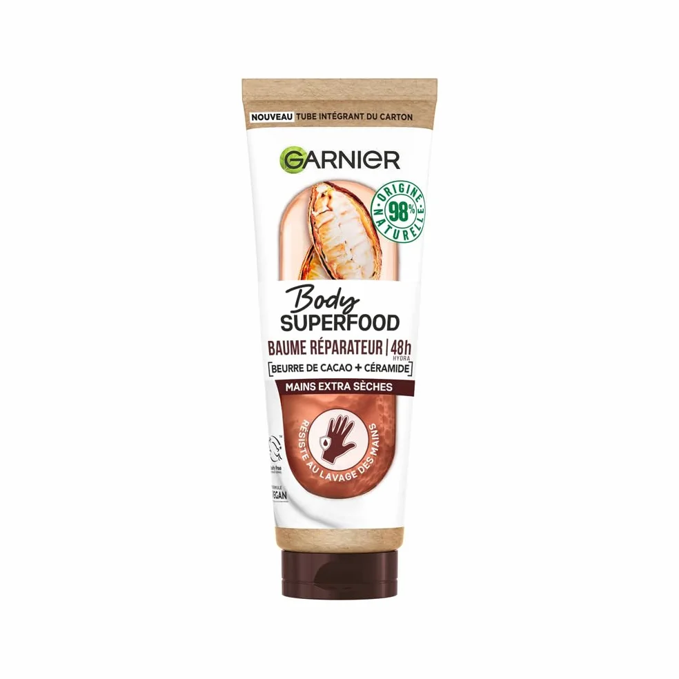 Garnier Baume Mains Réparateur 48H Beurre de Cacao Céramide 75 ml