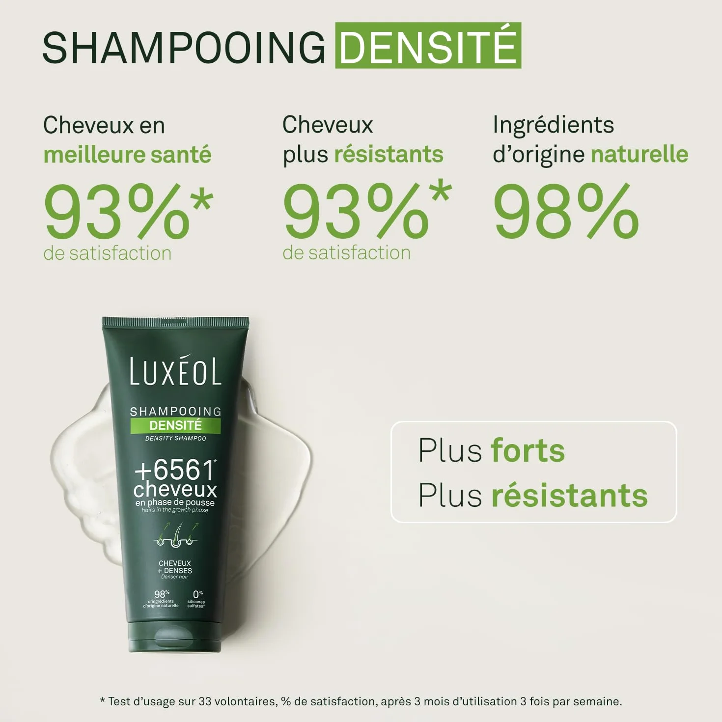LUXEOL Shampooing Densité Cheveux 200 ml Augmente Densité Capillaire 98% Ingrédients Naturelle Sans Silicones Fabriqué France