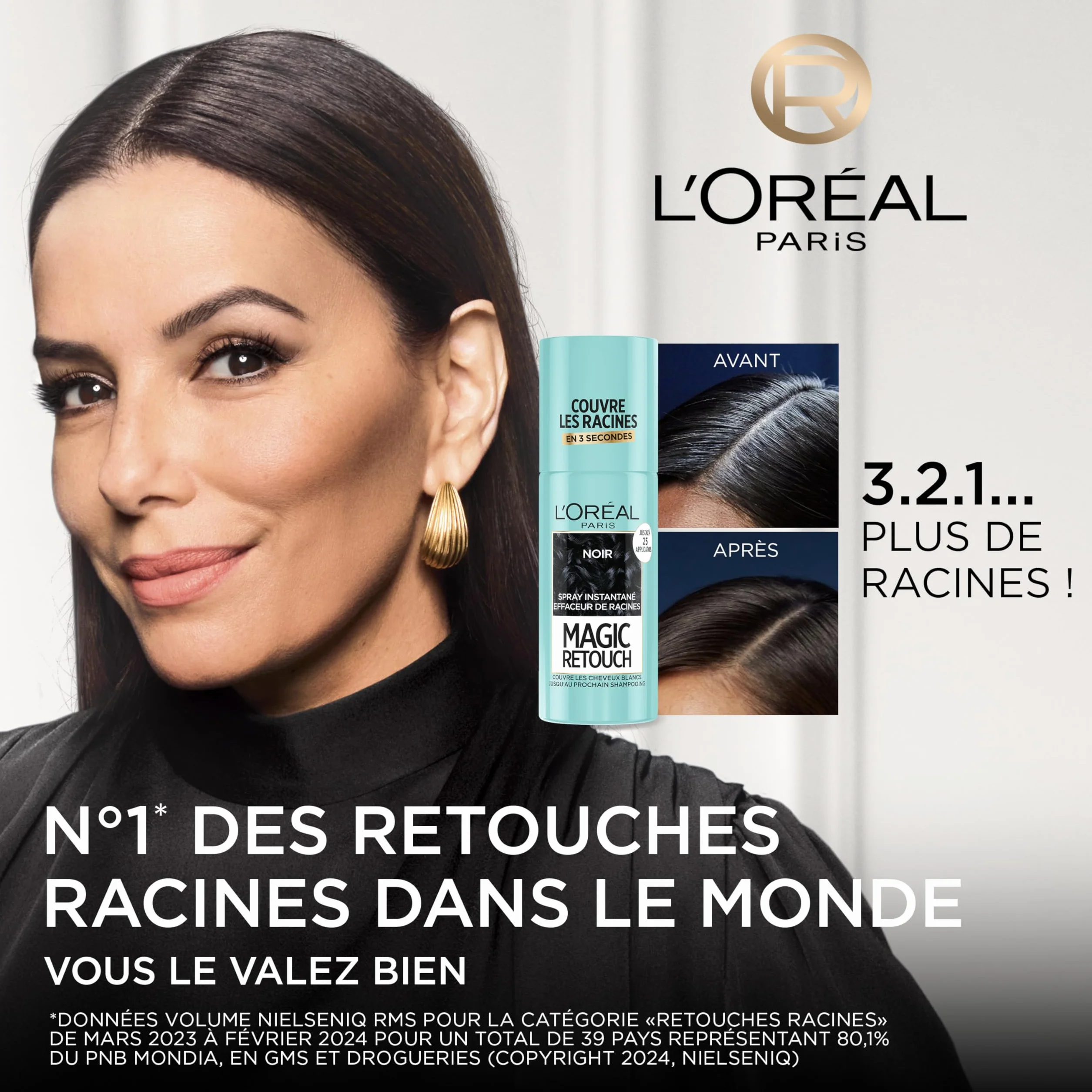 L’ORÉAL PARIS Magic Retouch Spray Instantané Correcteur de Racines & Cheveux Blancs Noir 75ml