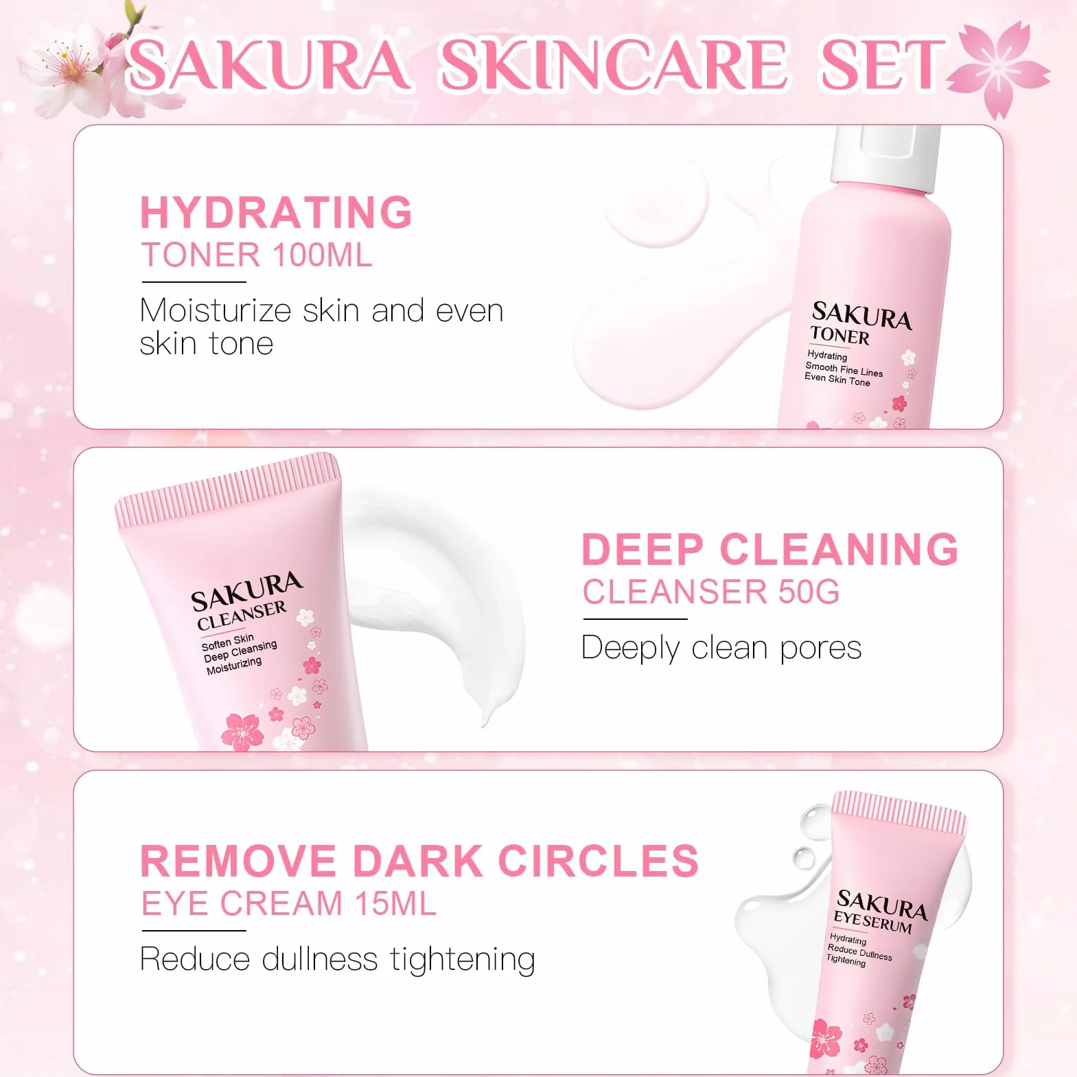 Coffret Soin Visage Femme Sakura Skincare Set Anti-âge 11 Pièces