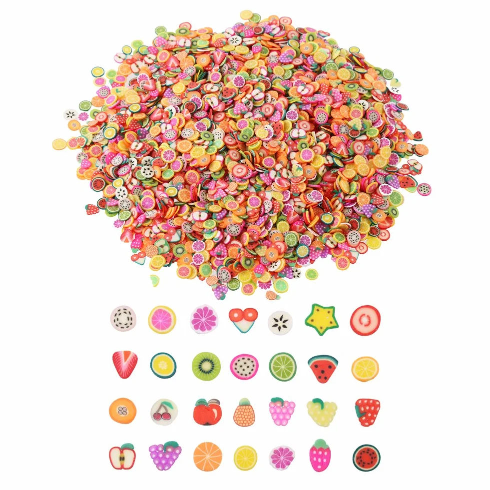 DECORA Mini tranches de fruits fimo 3D de 0,6 cm pour slime, loisirs créatifs, nail art et décoration de visage