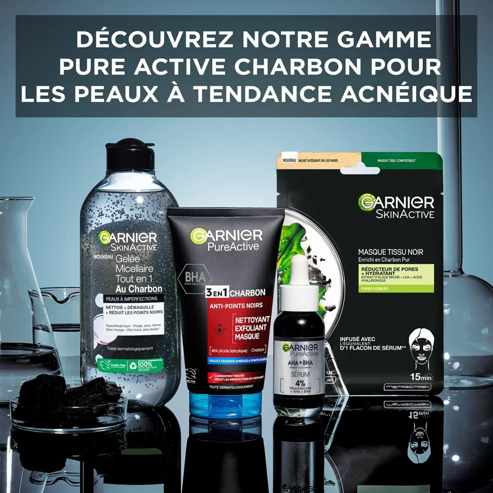 Garnier 3 en 1 anti-points noirs Nettoyant exfoliant masque 150ml