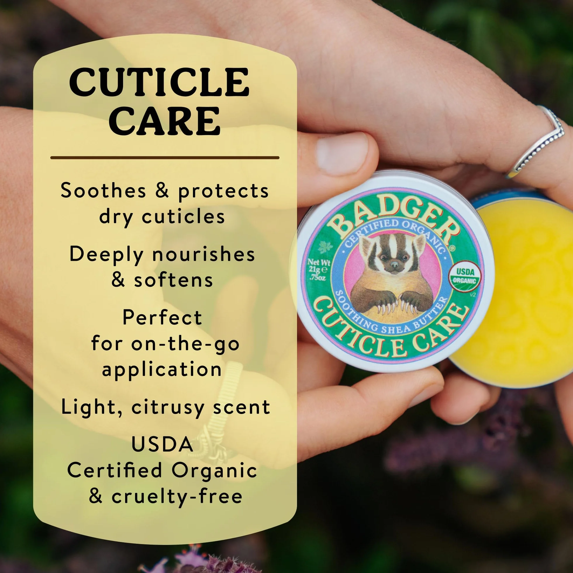 Badger CUTICLE CARE Certified Organic Shea Butter Nourish Repairs 21g