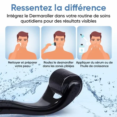 Dermaroller Microneedling 540 Micro-Aiguilles Titane Médical 0,5 mm Visage Repousse Cheveux Barbe Réduction Cicatrices Rides