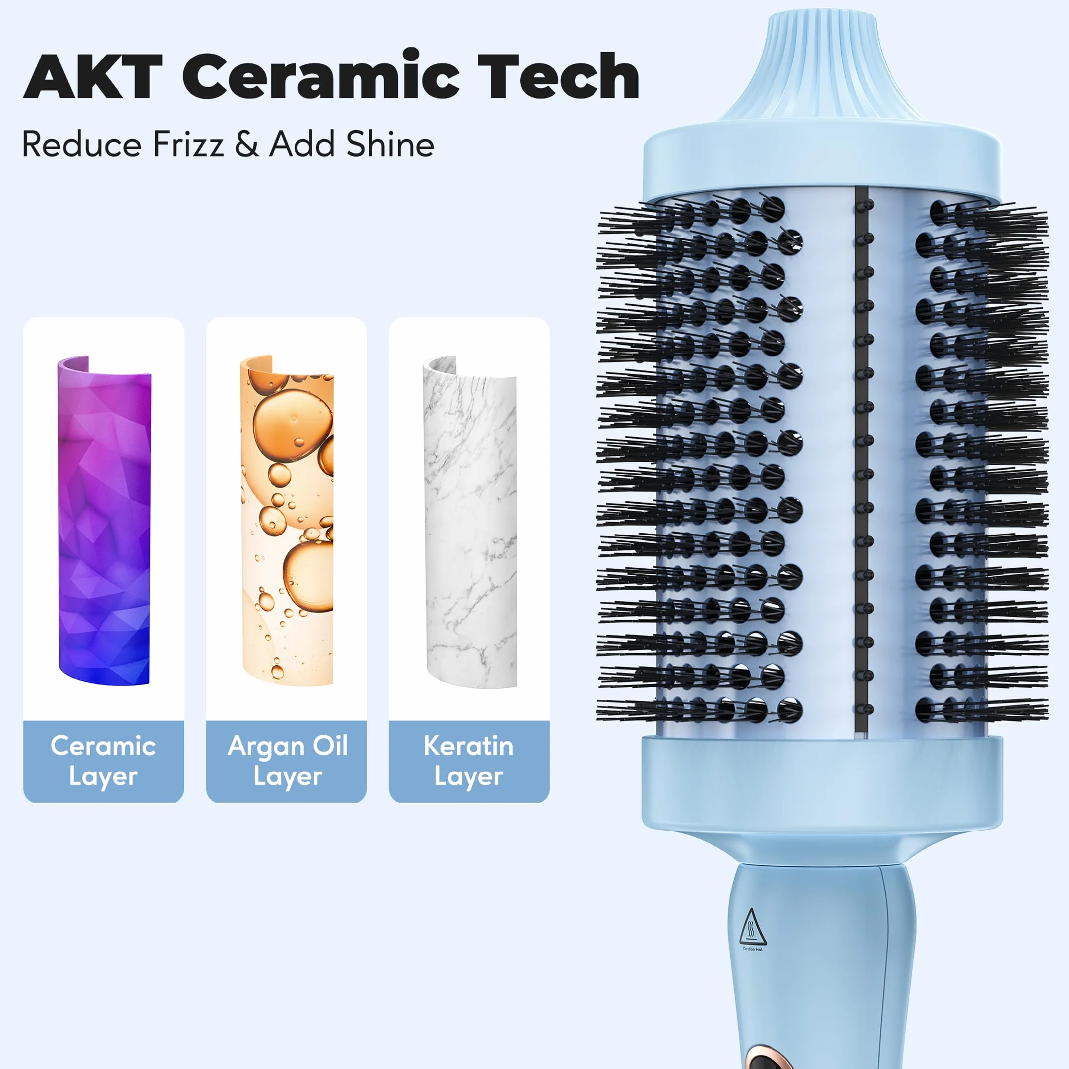 Farery Thermal Brush, 60mm Brosse Thermique Brushing, Tourmaline Céramique Ionic Brosse Chauffante, Brushing Chauffante, 5 températures Hot Brush, double tension