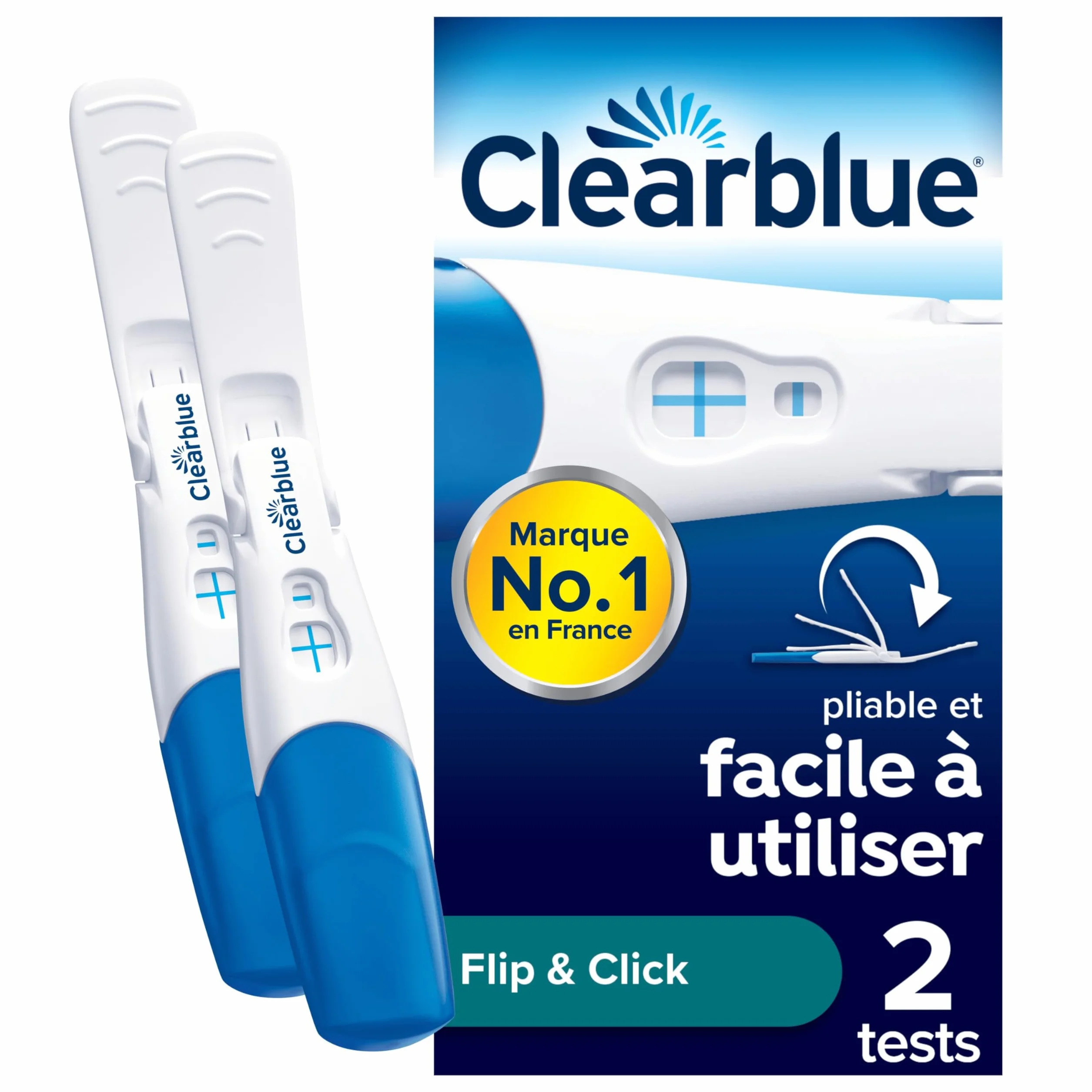 Clearblue Flip & Click test de grossesse à domicile 2 tests HCG résultats précis 3 minutes
