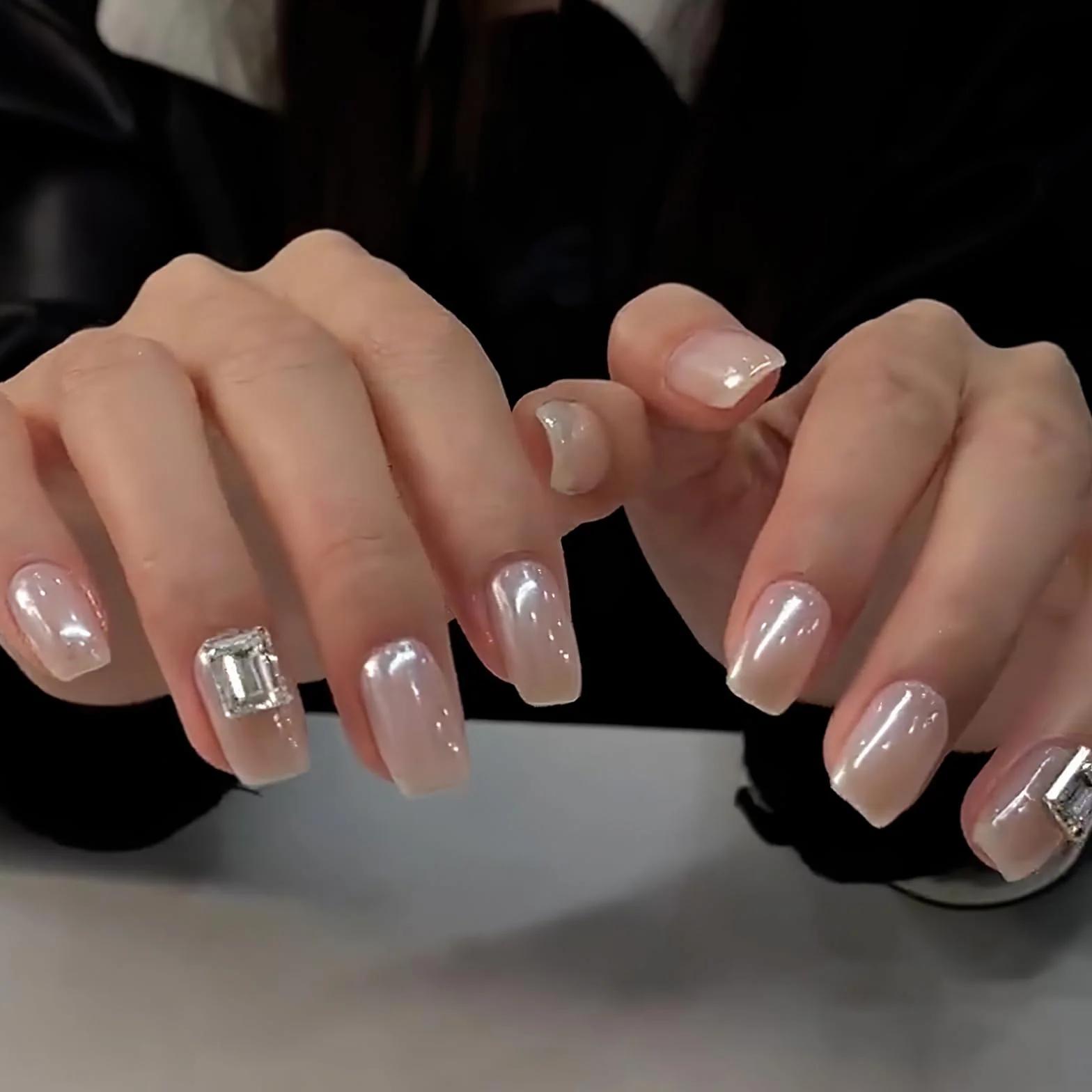 Poudre Chrome Ongle 3Pcs Aurora Poudres Chromées Blanches Transparente Holo Paillettes Effet Miroir Nail Art DIY
