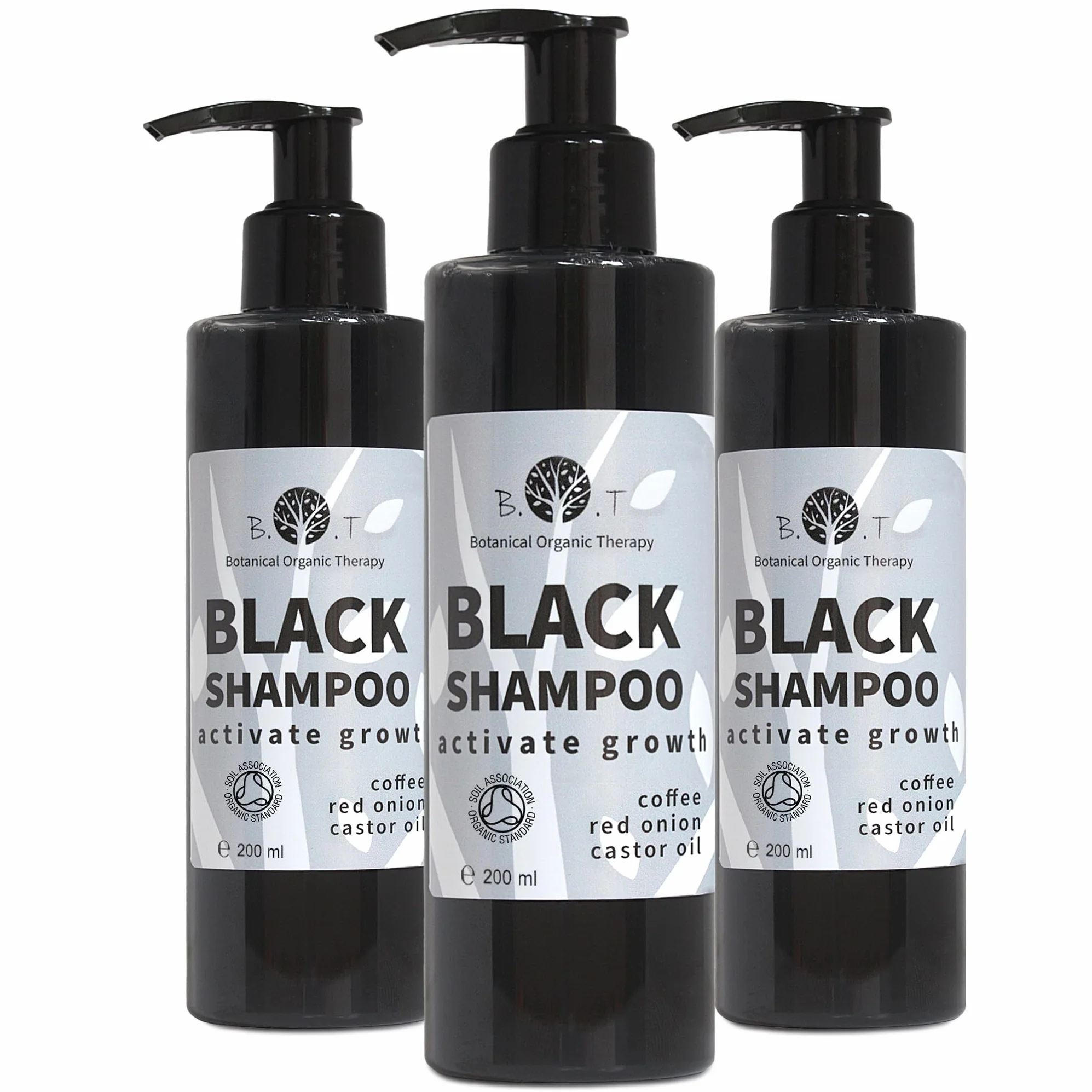 Shampooing Oignon, Caféine et Huile de Ricin pour Cheveux Antipelliculaire Volume Capillaire et Barbe Anti Chute Hydratant Croissance des Cheveux SANS SULFATE 3 x 200 ml