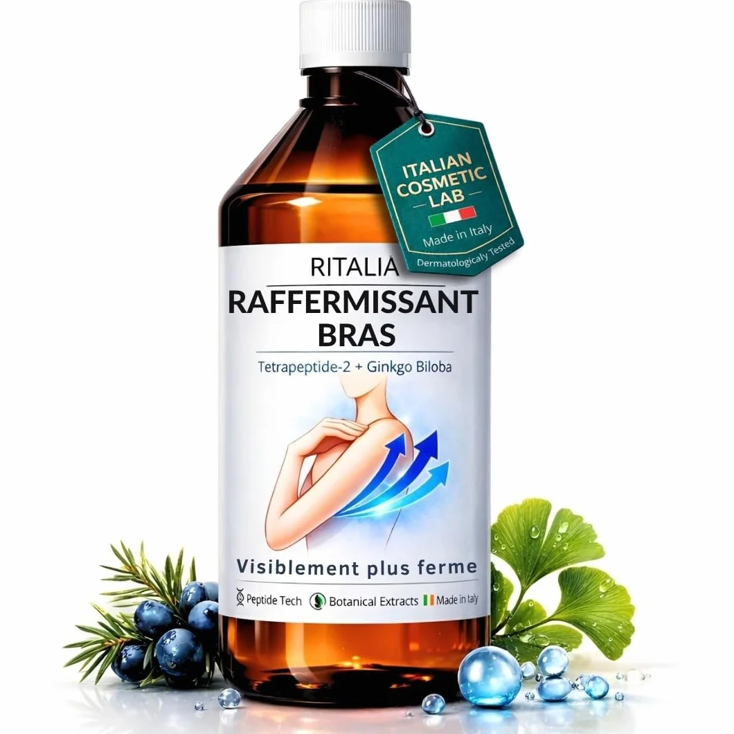 RITALIA Sérum Raffermissant Bras 500 ml – Soin Ciblé contre Bras Flasques & Peau Relâchée avec Peptides & Ginkgo Biloba – 10–12 Traitements – Alternative à la Crème Raffermissante – Made in Italy