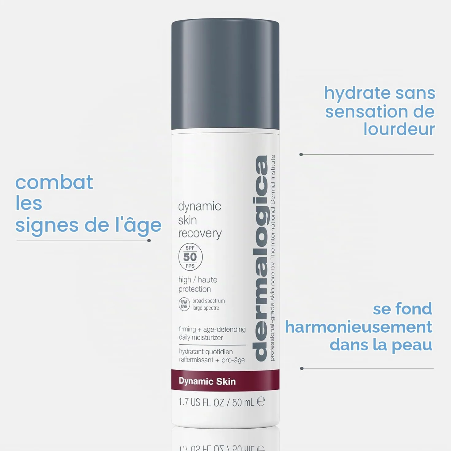 Dermalogica Dynamic Skin Recovery Soin Hydratant SPF50 65ml Lot | Soin hydratant quotidien SPF50 qui hydrate, raffermit et aide à protéger des signes visibles de l'âge.