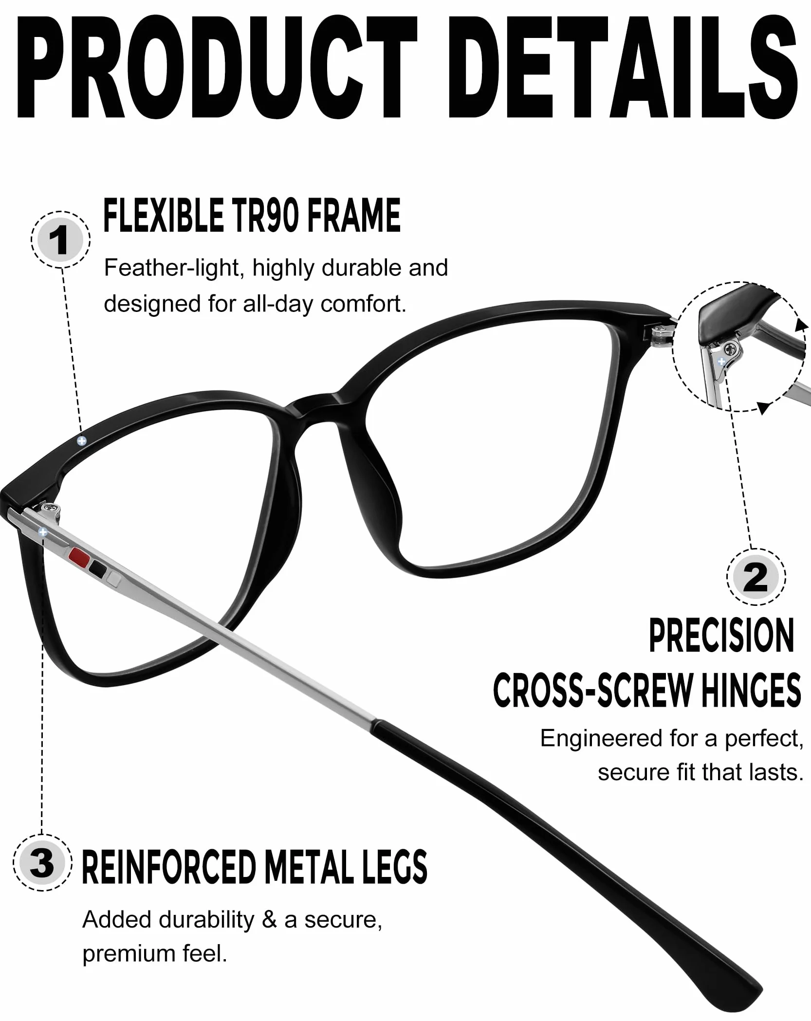 KANASTAL Lunettes anti lumière bleue Homme Femme forme carrée métal protection écran PC ordinateur jeu vidéo