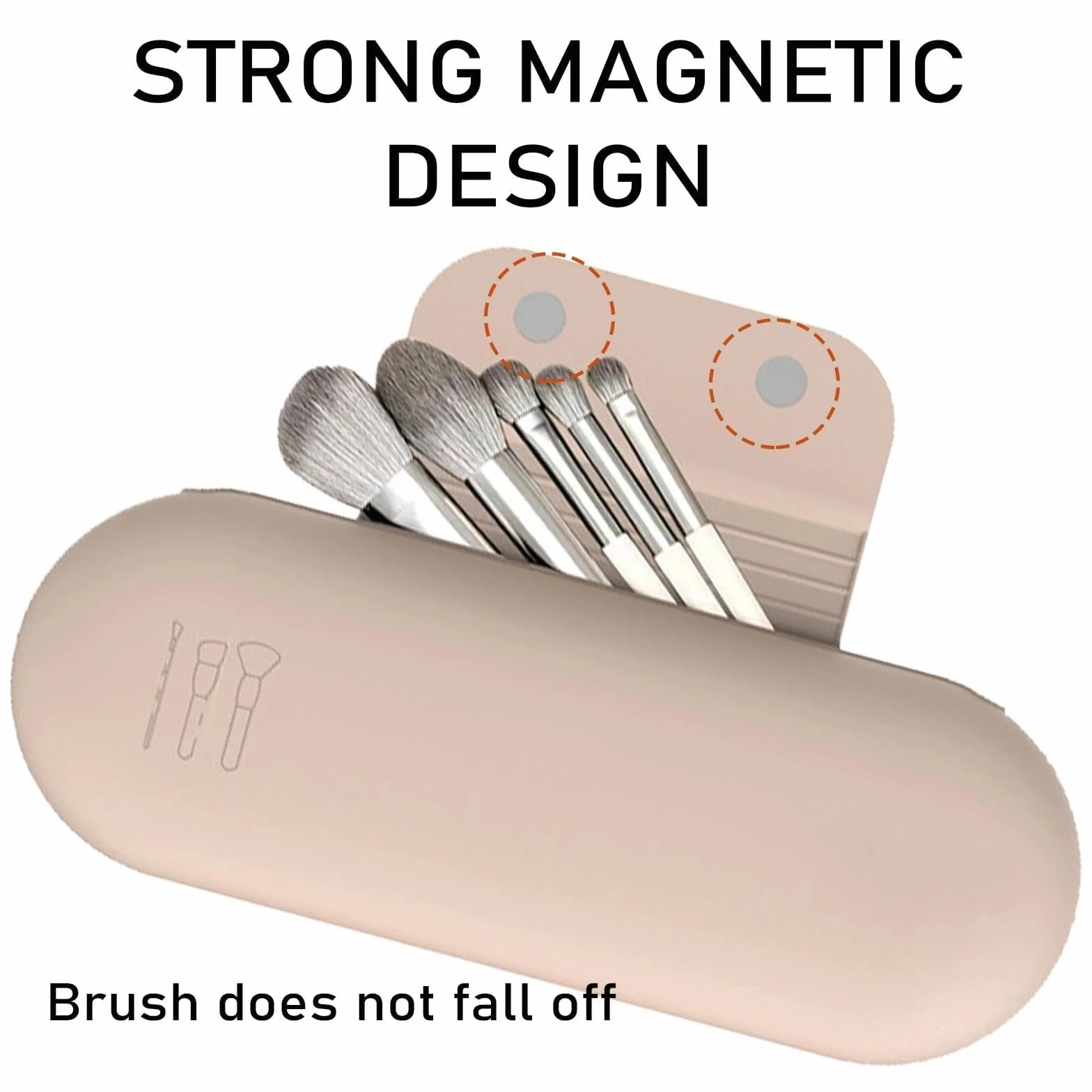 Étui à Pinceau de Maquillage en Silicone Rangement Portable Fermeture Magnétique pour Voyages Trousse pour Femmes (Kaki)
