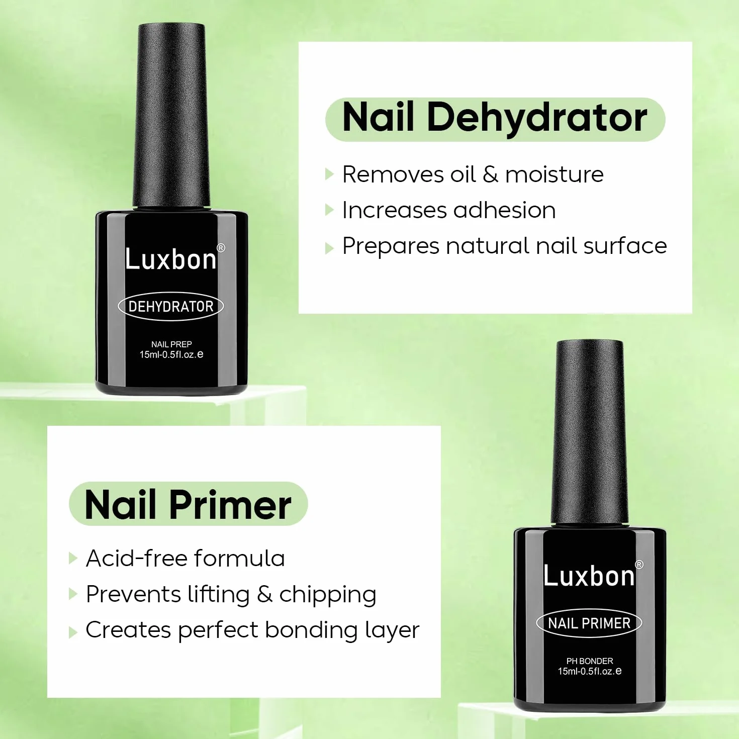 Luxbon 15ml Nail Primer & Nail Dehydrator Set UV LED Soak Off Gel Manucure
