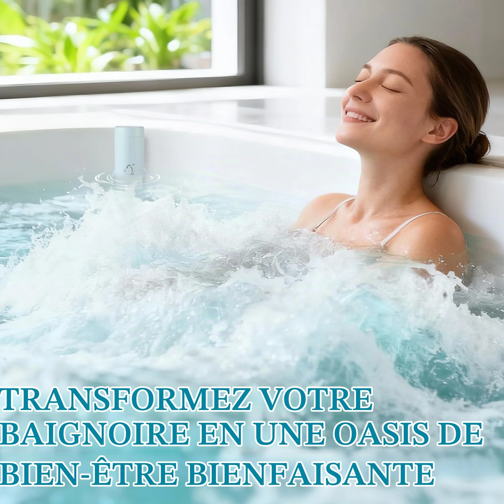 Jet de Bain Spa, Offre une Intensité de Massage de 65 kPa, Accessoire de Baignoire Portable sans Fil à Vitesse Réglable, Jets Massants pour SPA à Domicile, Relaxant (Bleu)