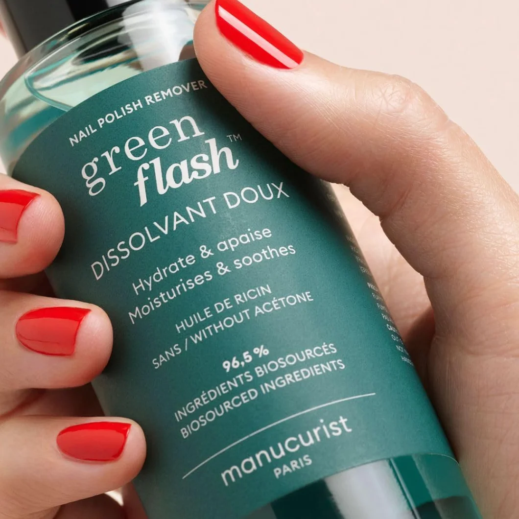 Manucurist Dissolvant Doux Green Flash & Green, Bio-Sourcé, Huile de Ricin, sans Acetone, 100 ml