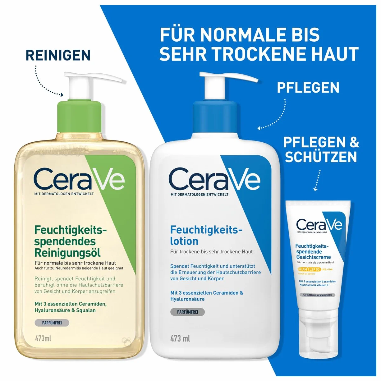 CeraVe Huile Lavante Moussante Hydratante 473 ml Céramides Triglycérides Squalane Peau Normale à Très Sèches