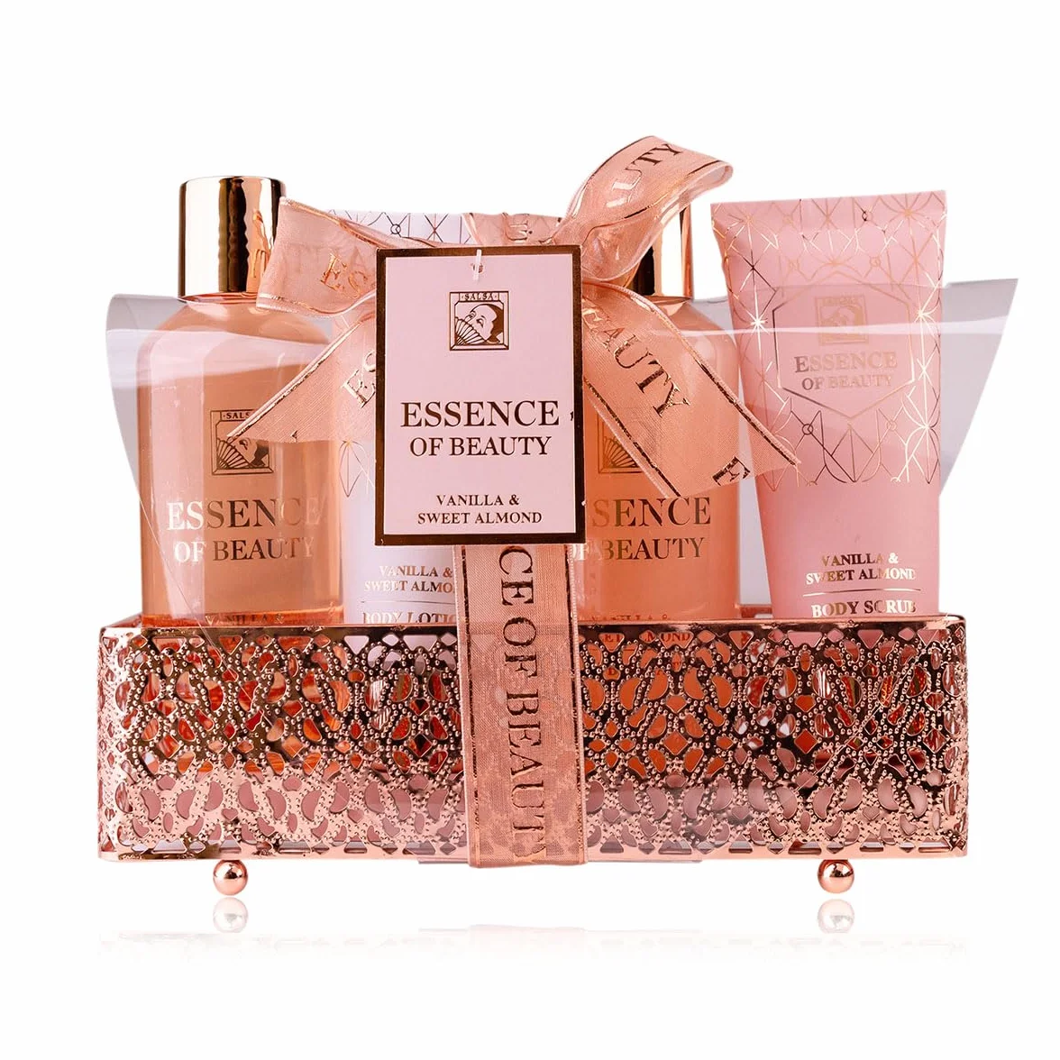 Accentra SALSA ESSENCE OF BEAUTY zestaw kąpielowy dla kobiet z żelem, pianką, balsamem, peelingiem, zapach wanilia i migdał