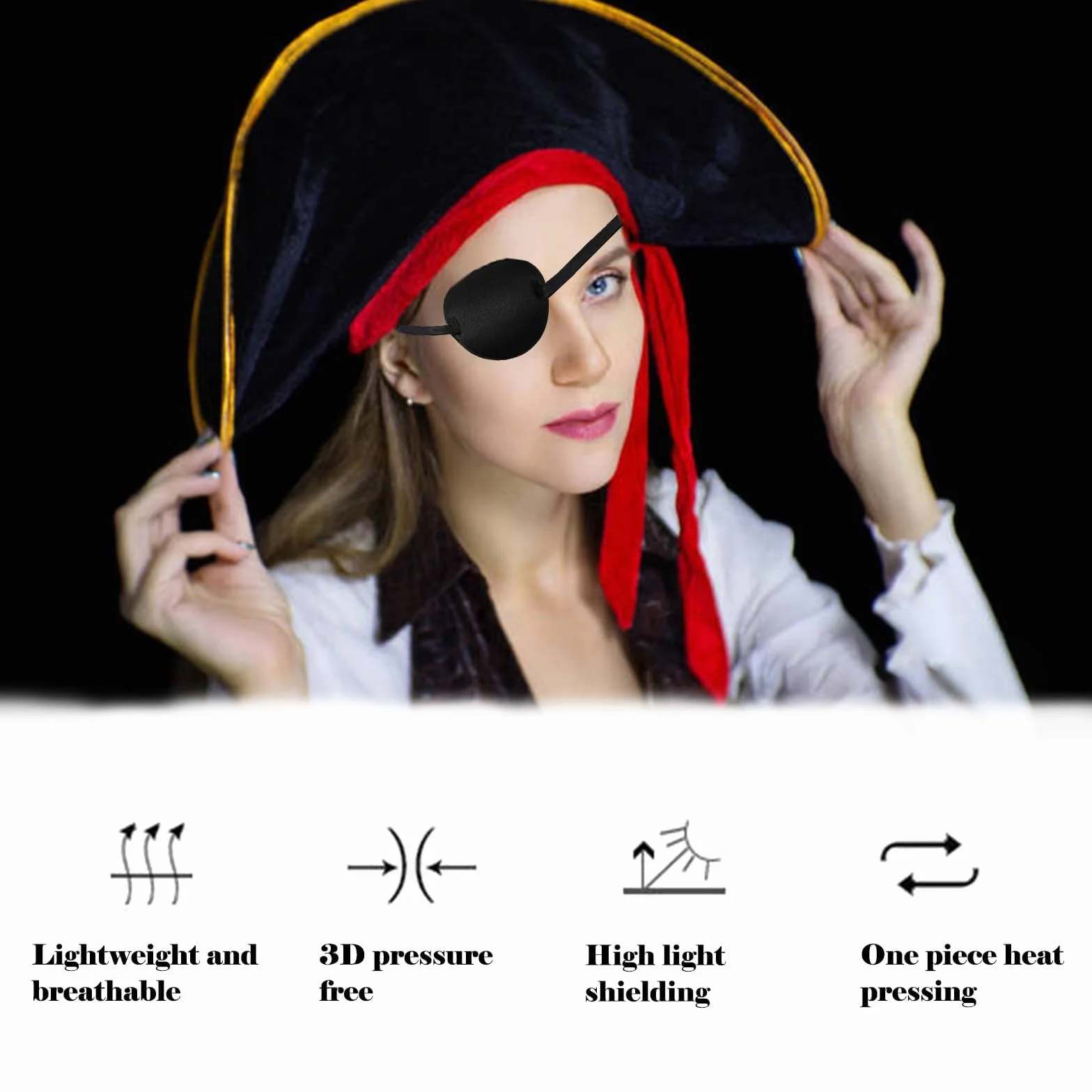 3D Cache Oeil Kit 2 Pièces Patchs Oculaires Médical Pirate Amblyopie Cosplay