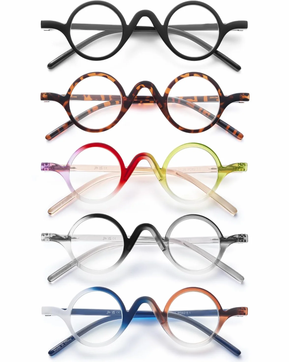 Lunettes de Lecture Homme Femme Blocage Lumiere Bleue Monture Lunettes Loupe Charnieres Ressort Lot de 5