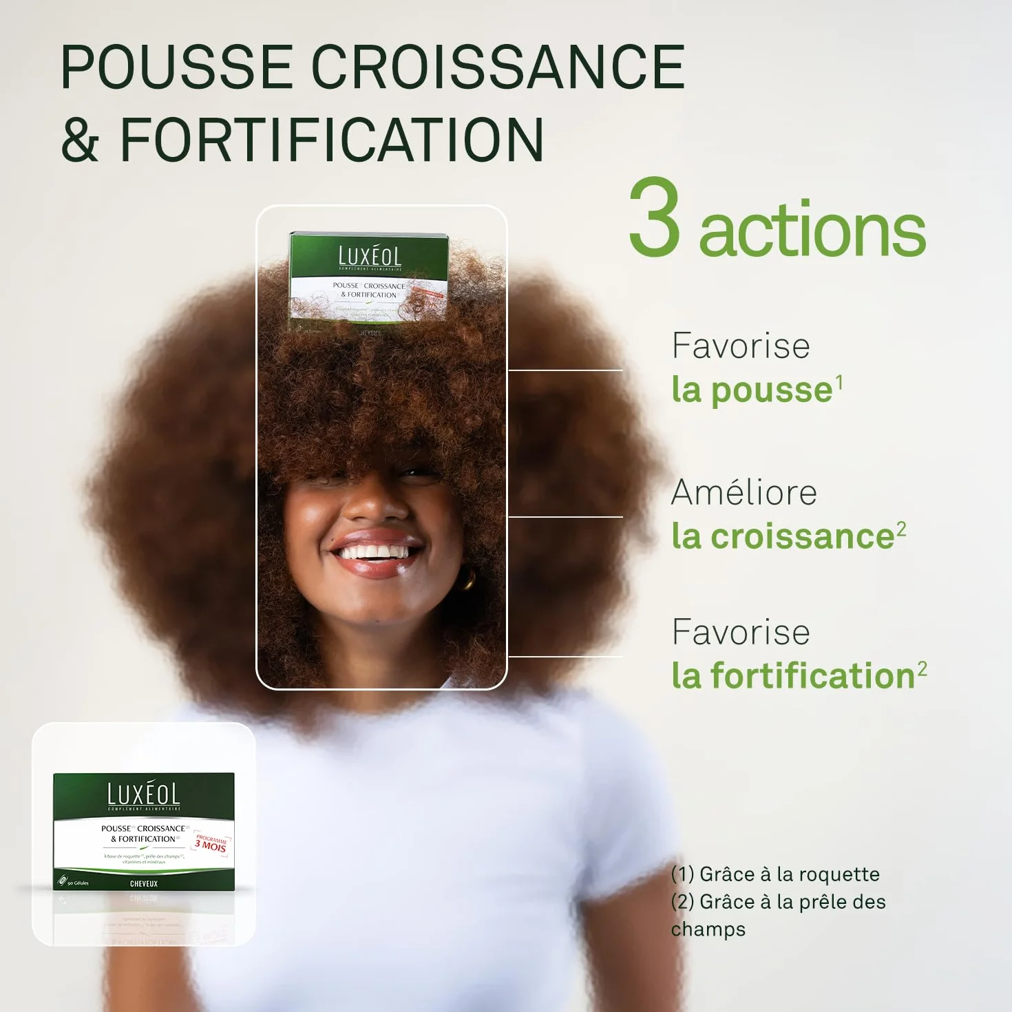LUXÉOL Pousse Croissance & Fortification Complément Alimentaire Roquette Prêle Des Champs Zinc Cuivre Sélénium Vitamine B8 B6 90 Gélules