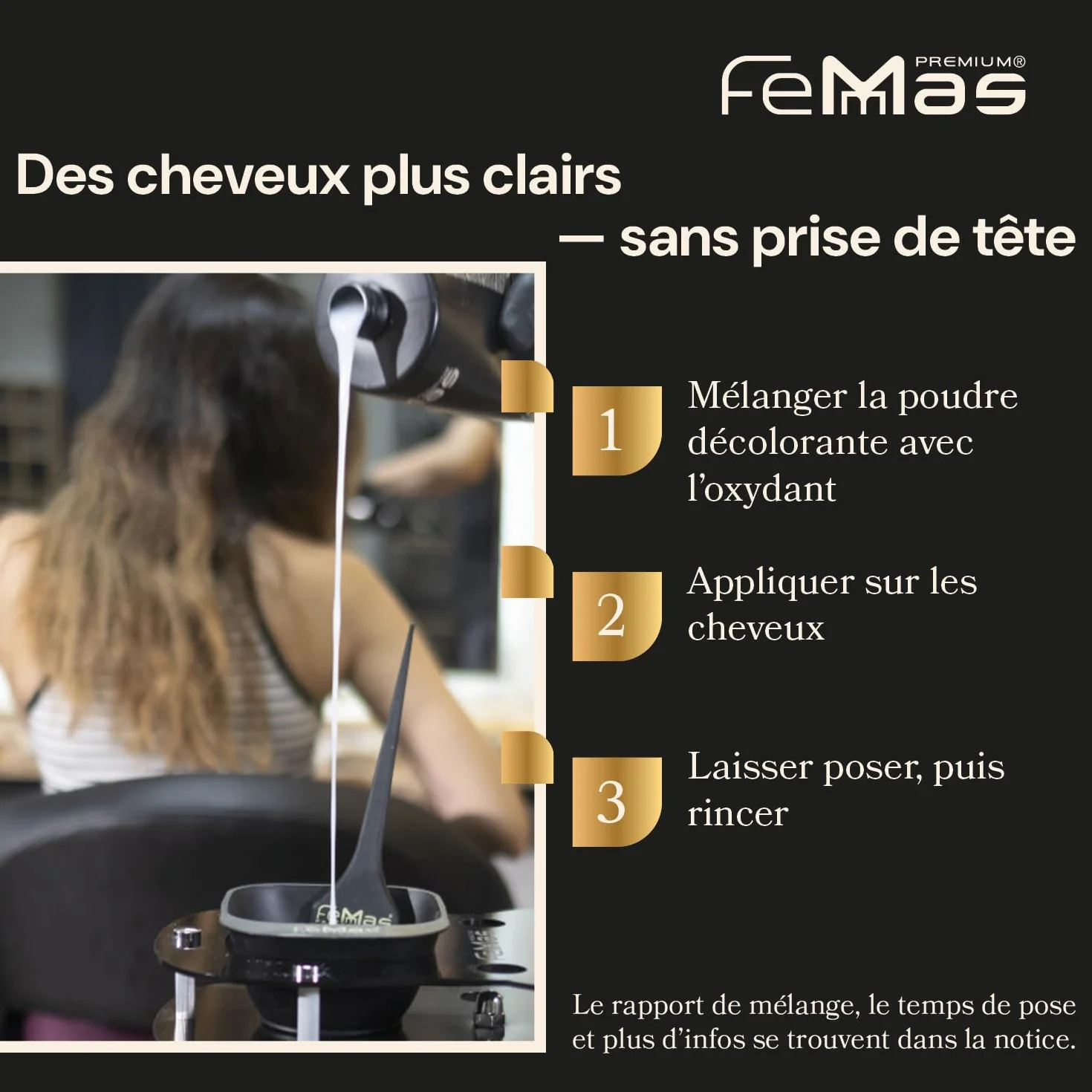 FemMas poudre décolorante blanche 500g I Avec technologie Plex et huile d'argan I application facile et décoloration uniforme I forte et sans poussière I Éclaircissements des cheveux de 2 à 7 nuances