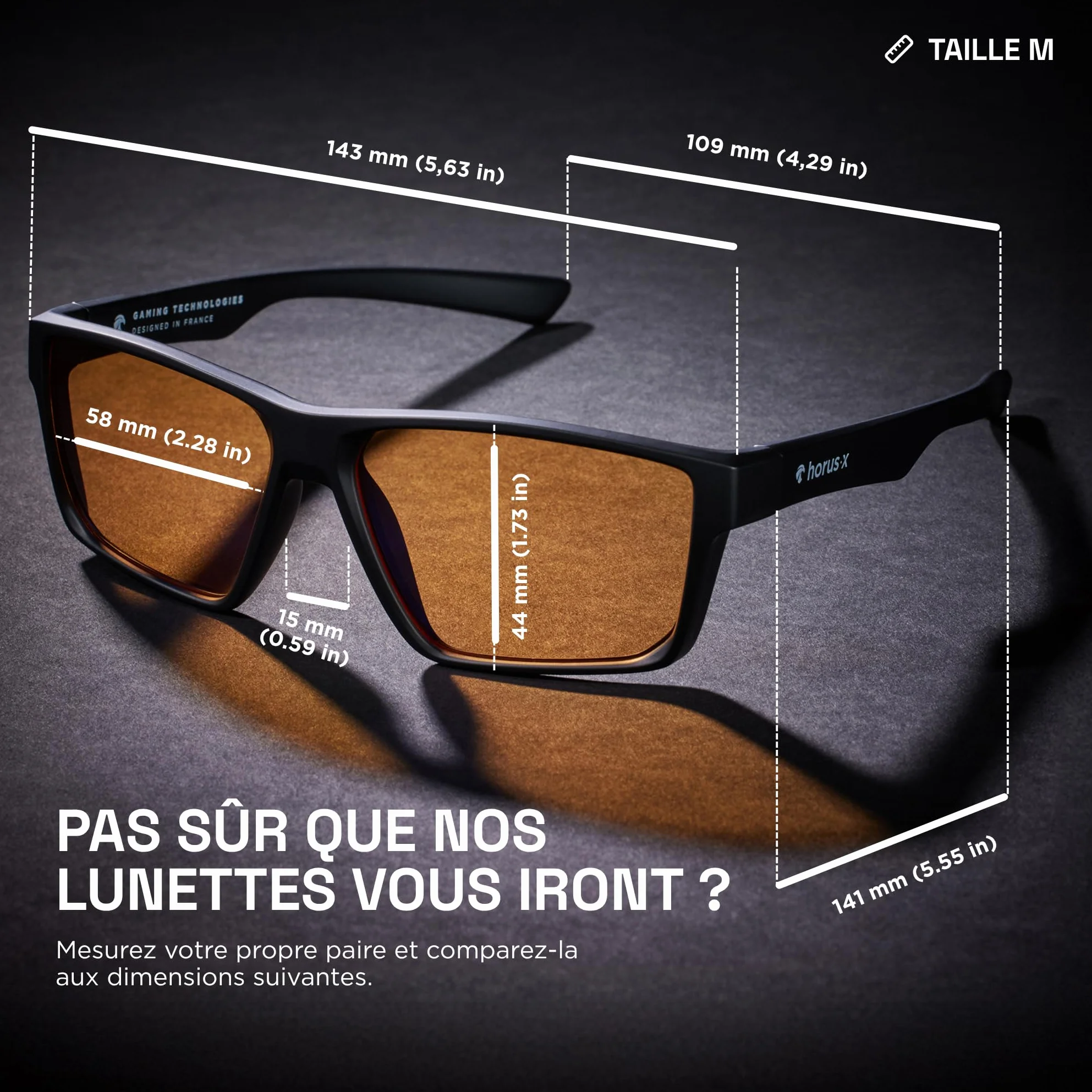 Horus X Lunette Gaming anti lumière bleue Homme Femme Anti Fatigue Migraine Oculaire V3