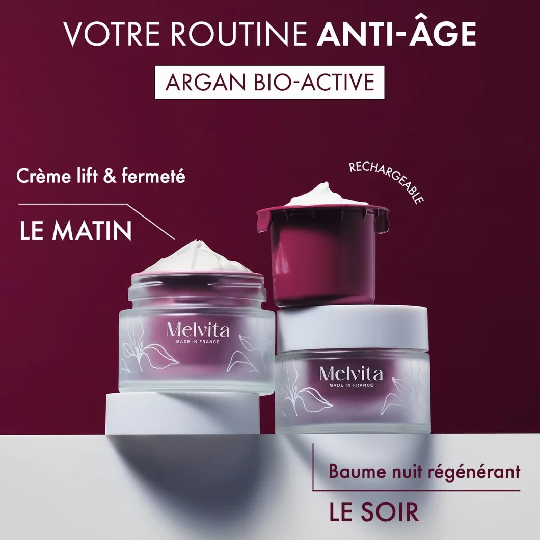 Melvita - Soins Anti-Âge Argan Bio Active Visage - Effet Régénérant - Adaptés à Tous Types de Peaux - Fabriqués en France