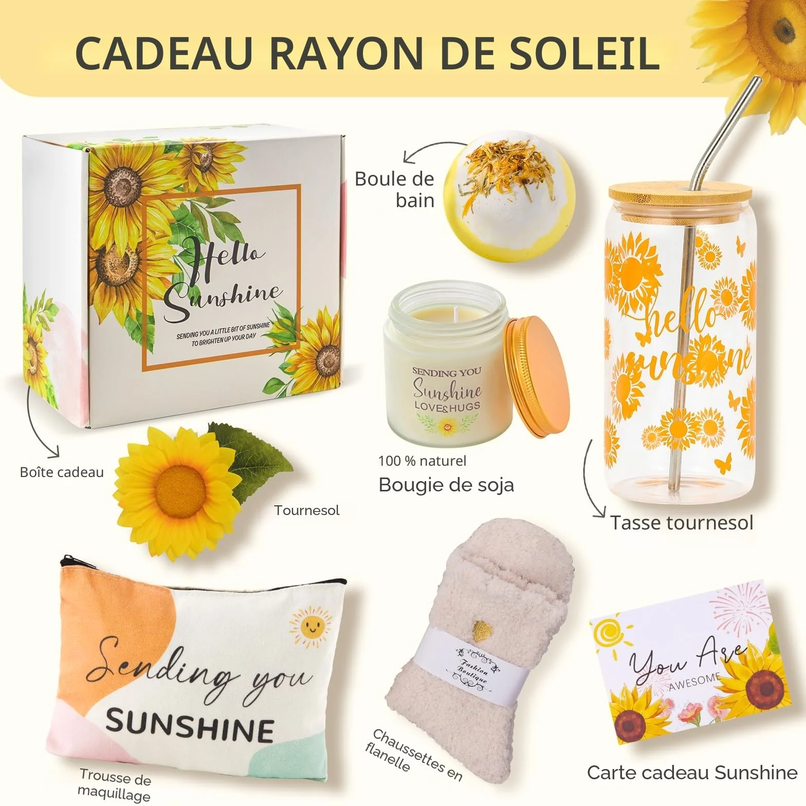 Coffret Cadeau Femme Tournesol Anniversaire Meilleure Amie