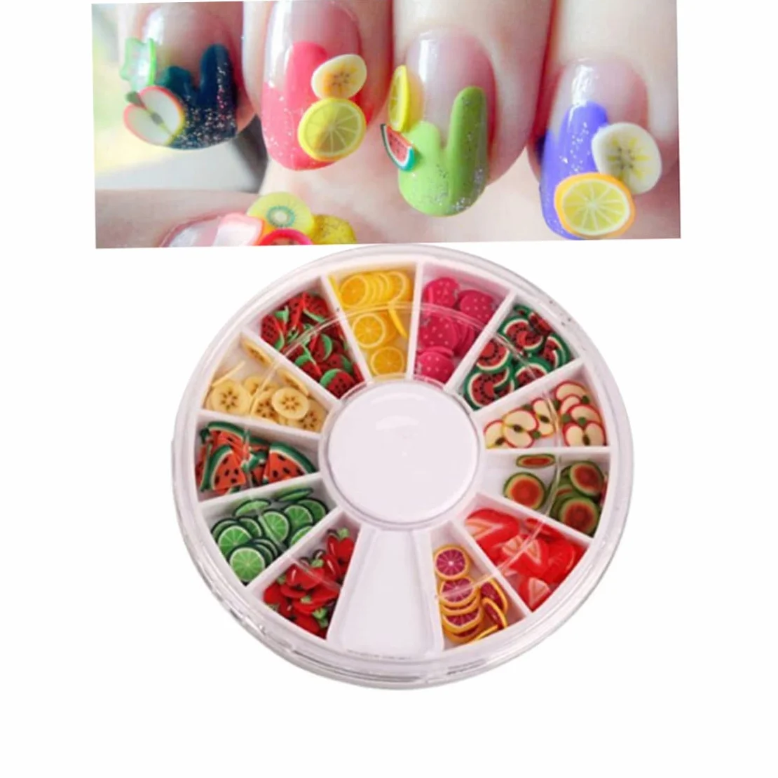 Ongle Fruits Frais 3D Mini Tranches Argile Polymère 12 Motifs Créative