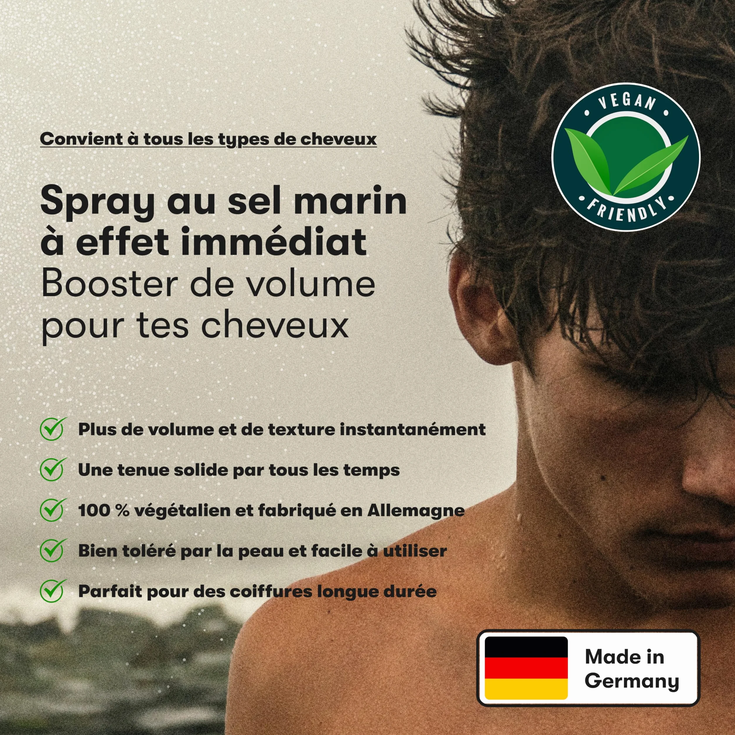 O.C. Haircare Sea Salt Spray - 200 ml - Spray au sel de mer pour cheveux - Booster de volume pour une sensation de cheveux plus complète avec une forte tenue - 100% végétalien et fabriqué en