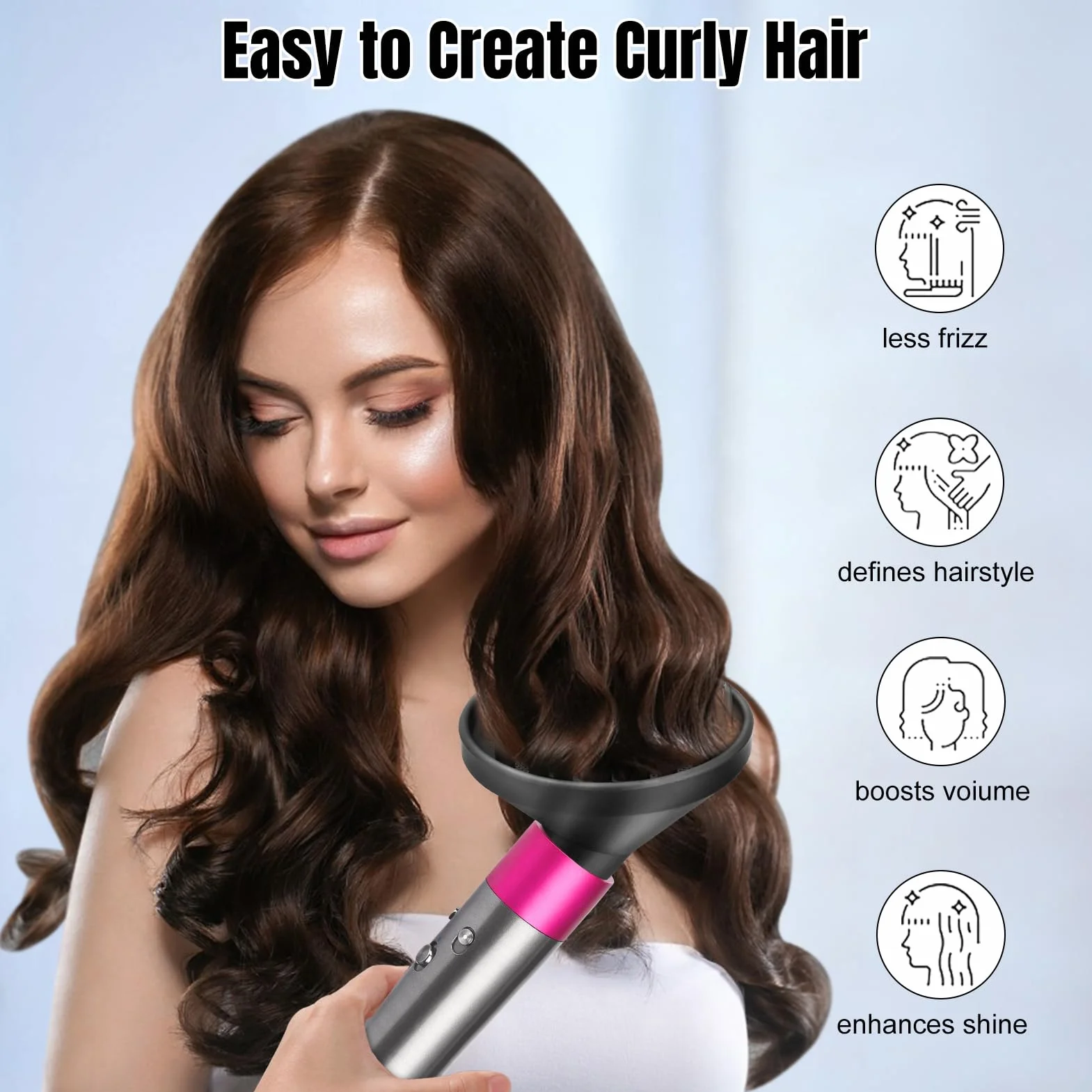 Diffuseur pour Dyson Airwrap Styler HS01 HS05, convertissant votre Air Wrap Styler en sèche-cheveux
