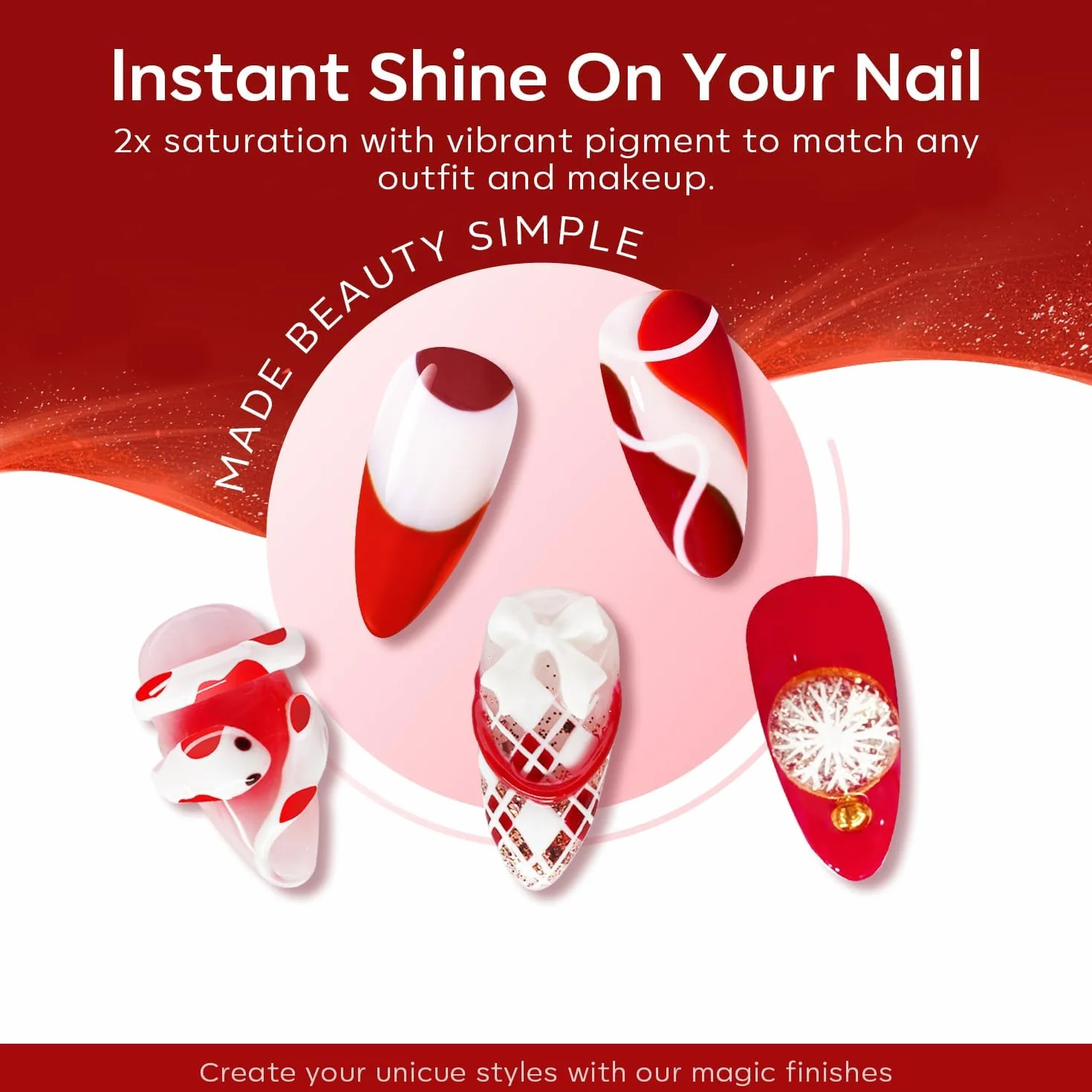 Modelones Vernis à Ongles Semi Permanent 6 Couleurs Soak Off Gel UV avec Boîte Cadeau Nail Art Kit Manucure