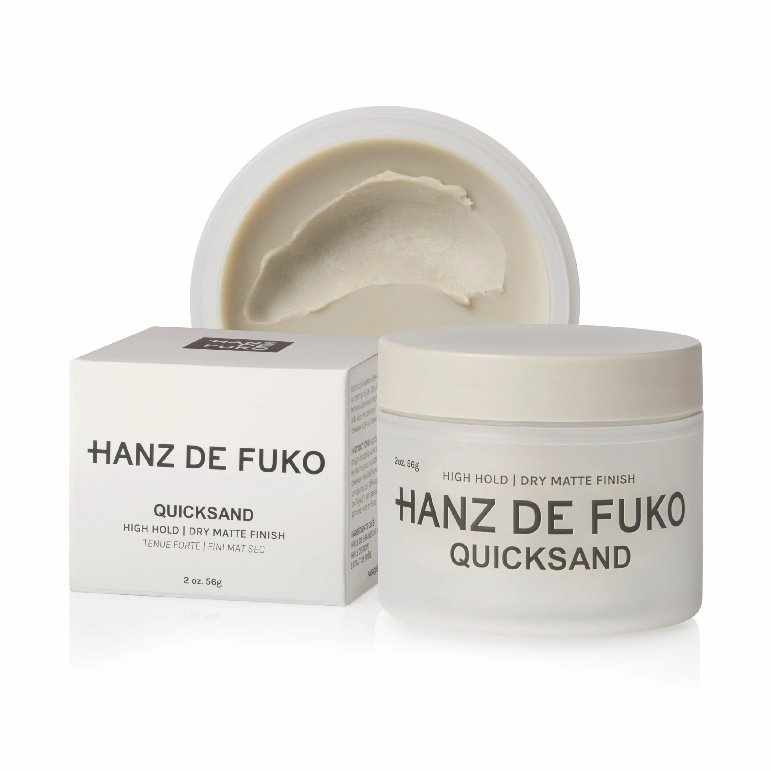 Hanz de Fuko Quicksand – Cire coiffante premium & shampooing sec – forte tenue, fini ultra-mat – 56 g