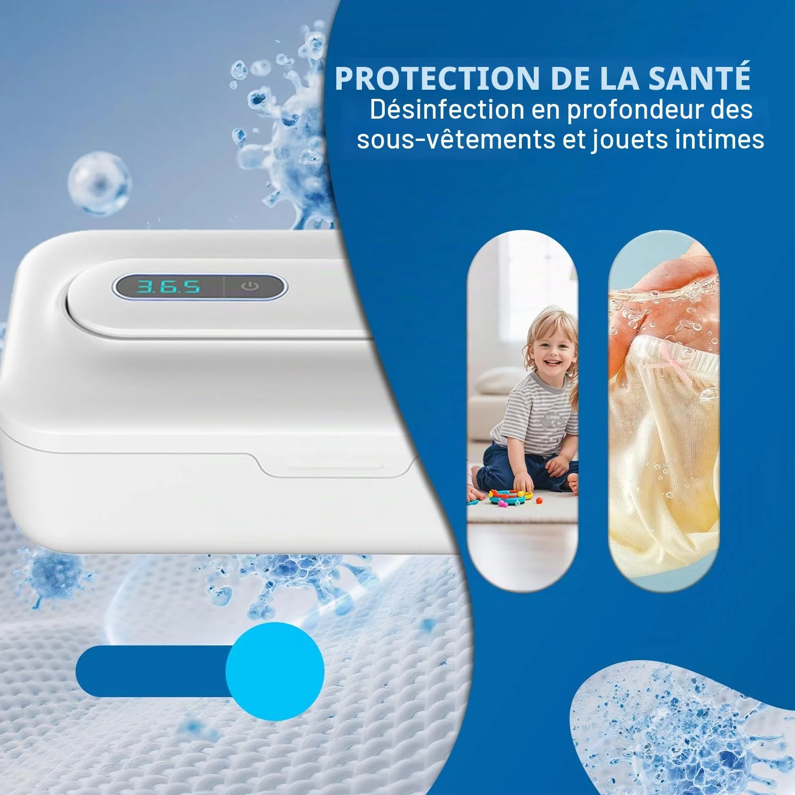 Boîte de désinfection UV : stérilisateur d'outils pour ongles avec affichage numérique, amovible pour l'utilisation Centre de désinfection UV pour téléphone portable, masques, lunettes, clés
