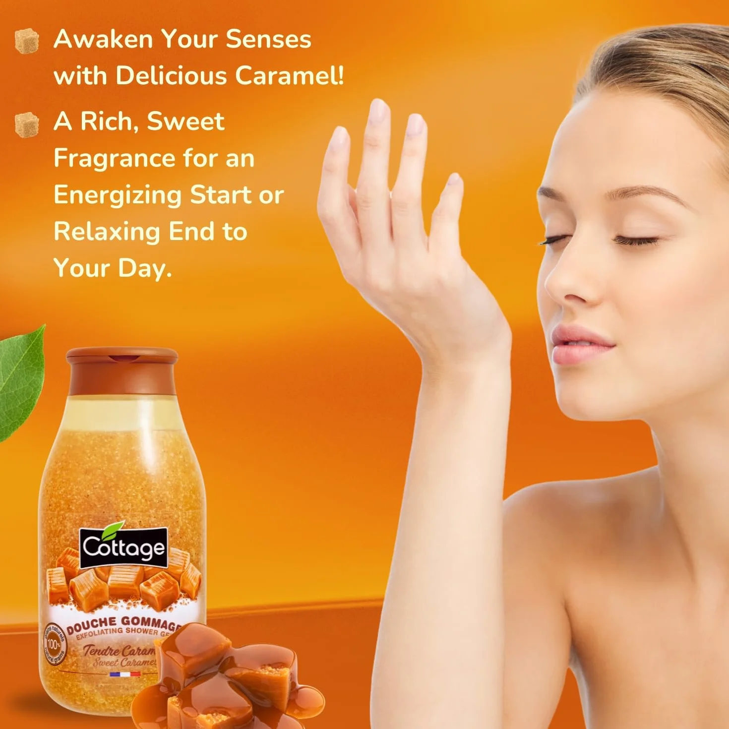 Cottage Douche Gommage Tendre Caramel Grains Exfoliants 100% Naturels 270 ml