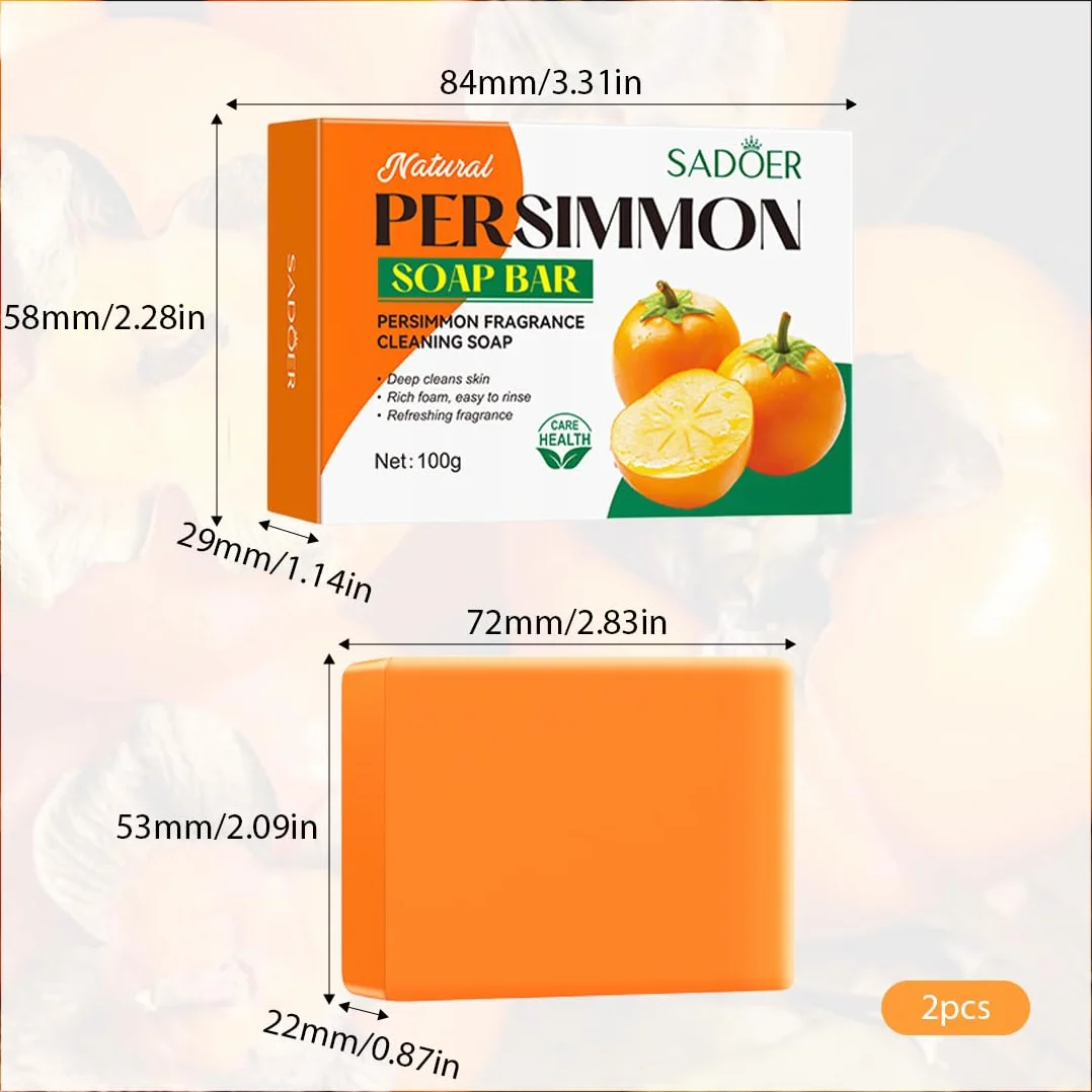 Savon au Kaki Naturel, 2 Pièces, pour le Nettoyage et le Soin du Visage et du Corps
