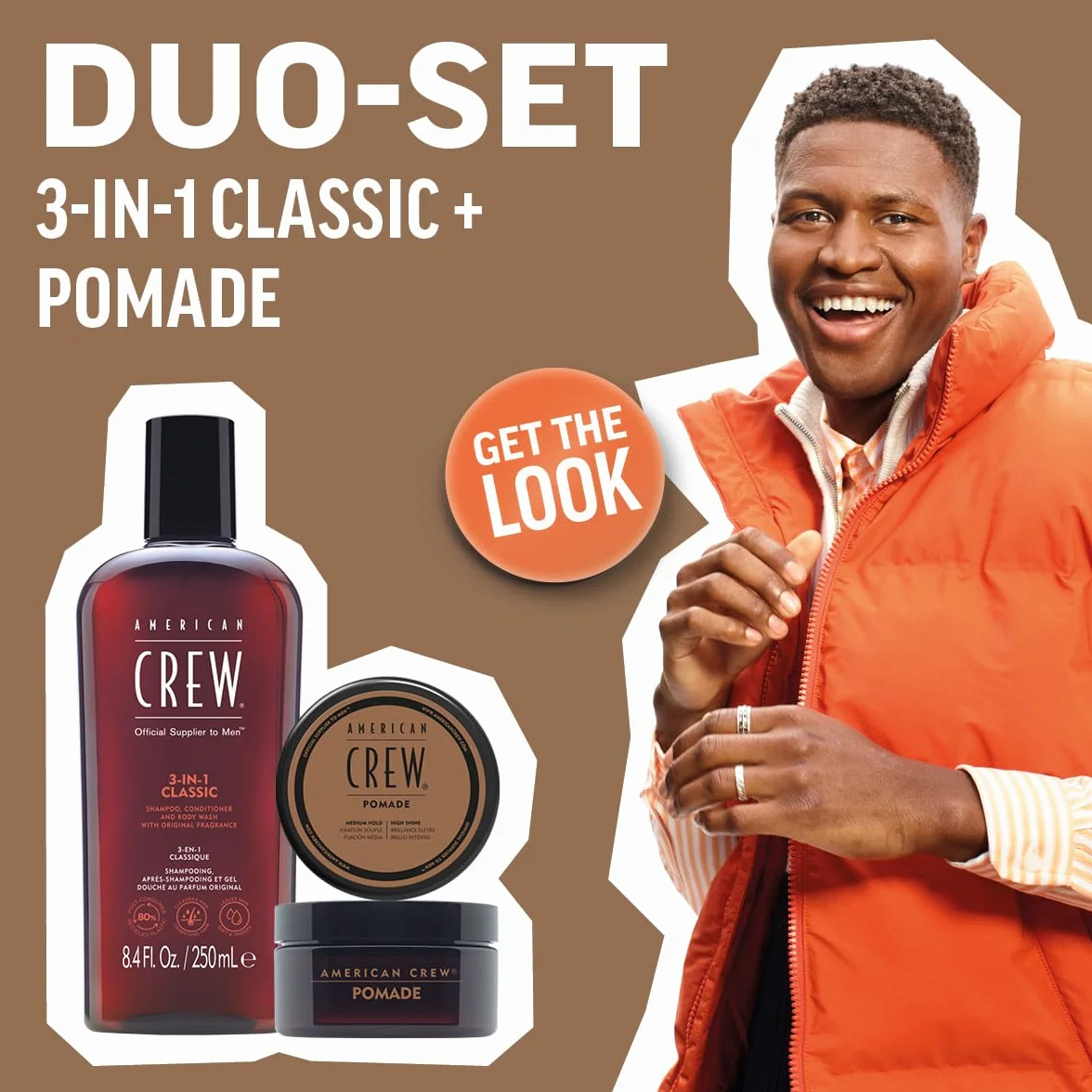 American Crew Coffret Duo de Soins Shampoing 3 en 1 250ml + Pomade Cire coiffante 50g